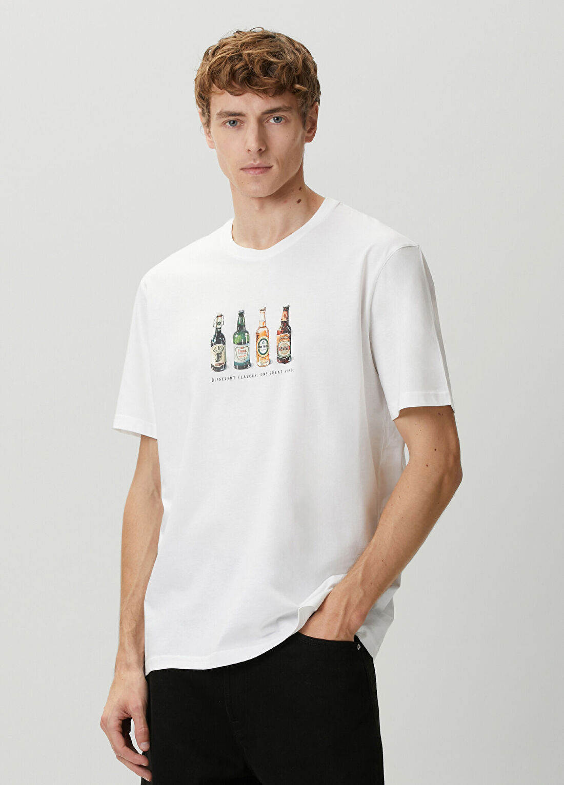 John Frank Beer Beyaz Baskılı T-shirt