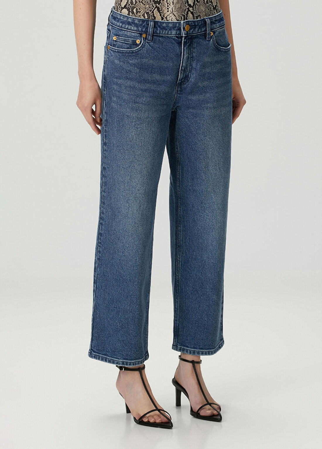 Michael Michael Kors Mavi Straight Leg Jean Pantolon görsel 3