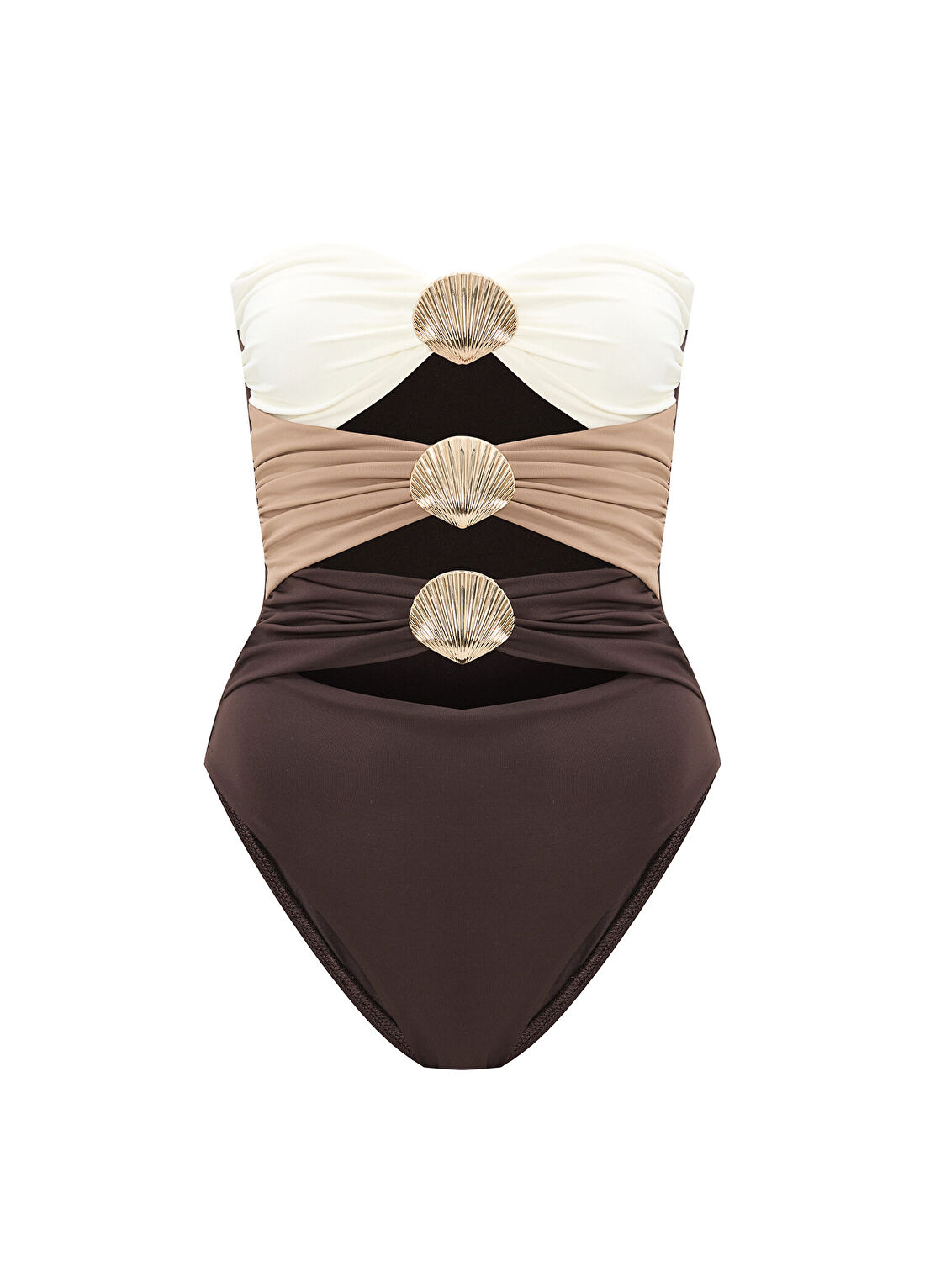 Bia Swimwear Marella Brunette Pencereli Straplez Kadın Mayo