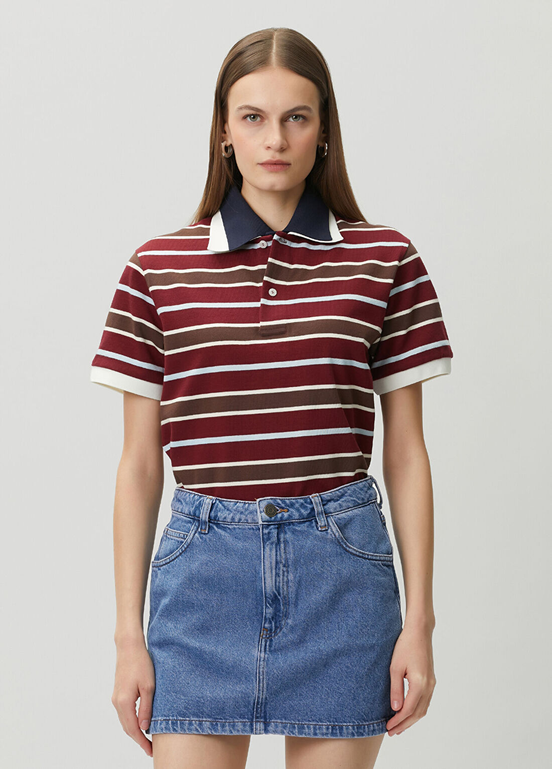 Mithridate Kırmızı Beyaz Çizgili Polo T-shirt