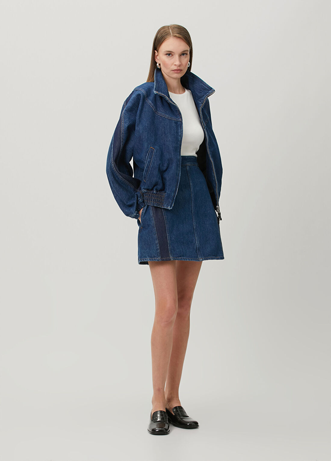Givenchy Mavi Logo Nakışlı Mini Denim Etek