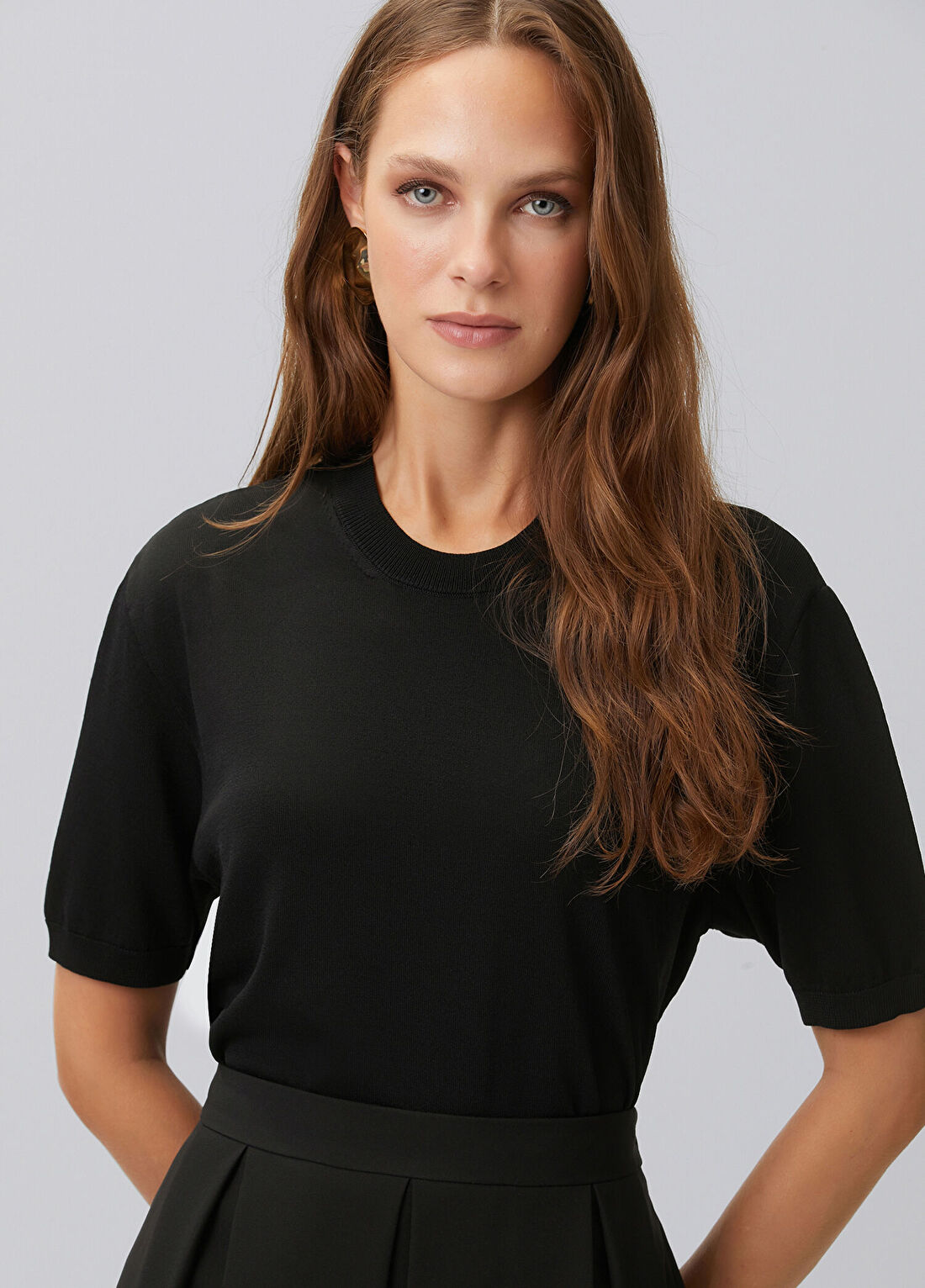 Network Siyah Rayon Basic Kazak görsel 2