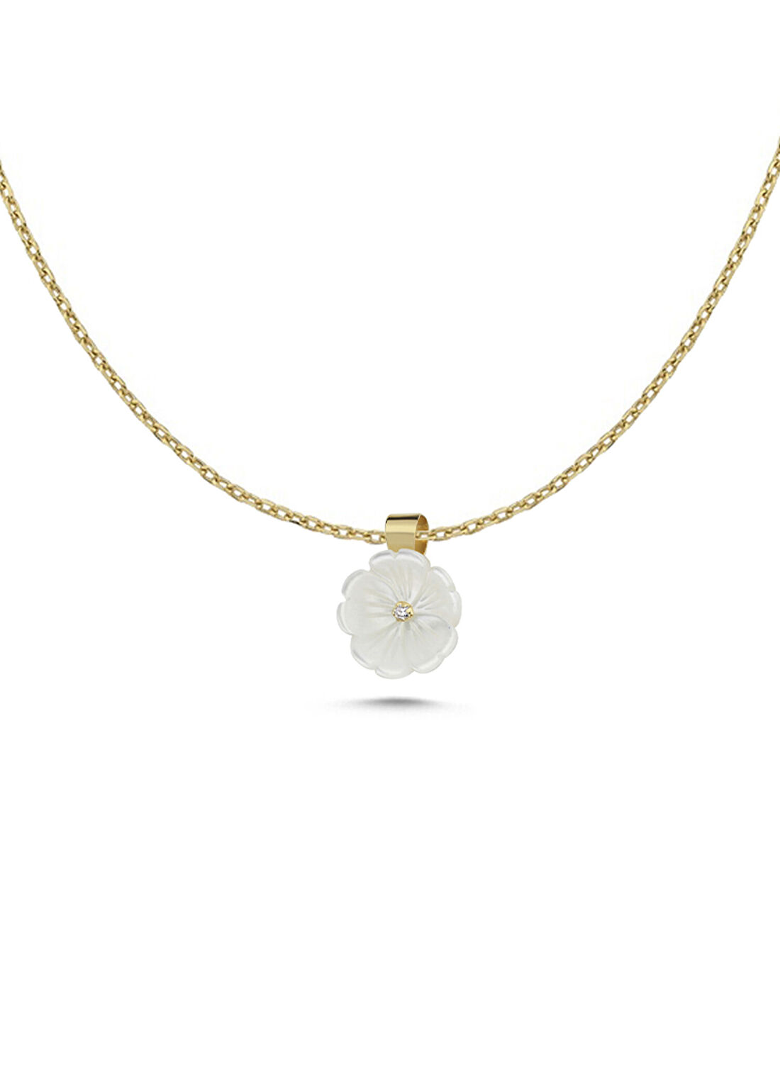 Hems Jewellery Jasmine Pırlanta Taşlı Sedef 14 Ayar Altın Kadın Kolye