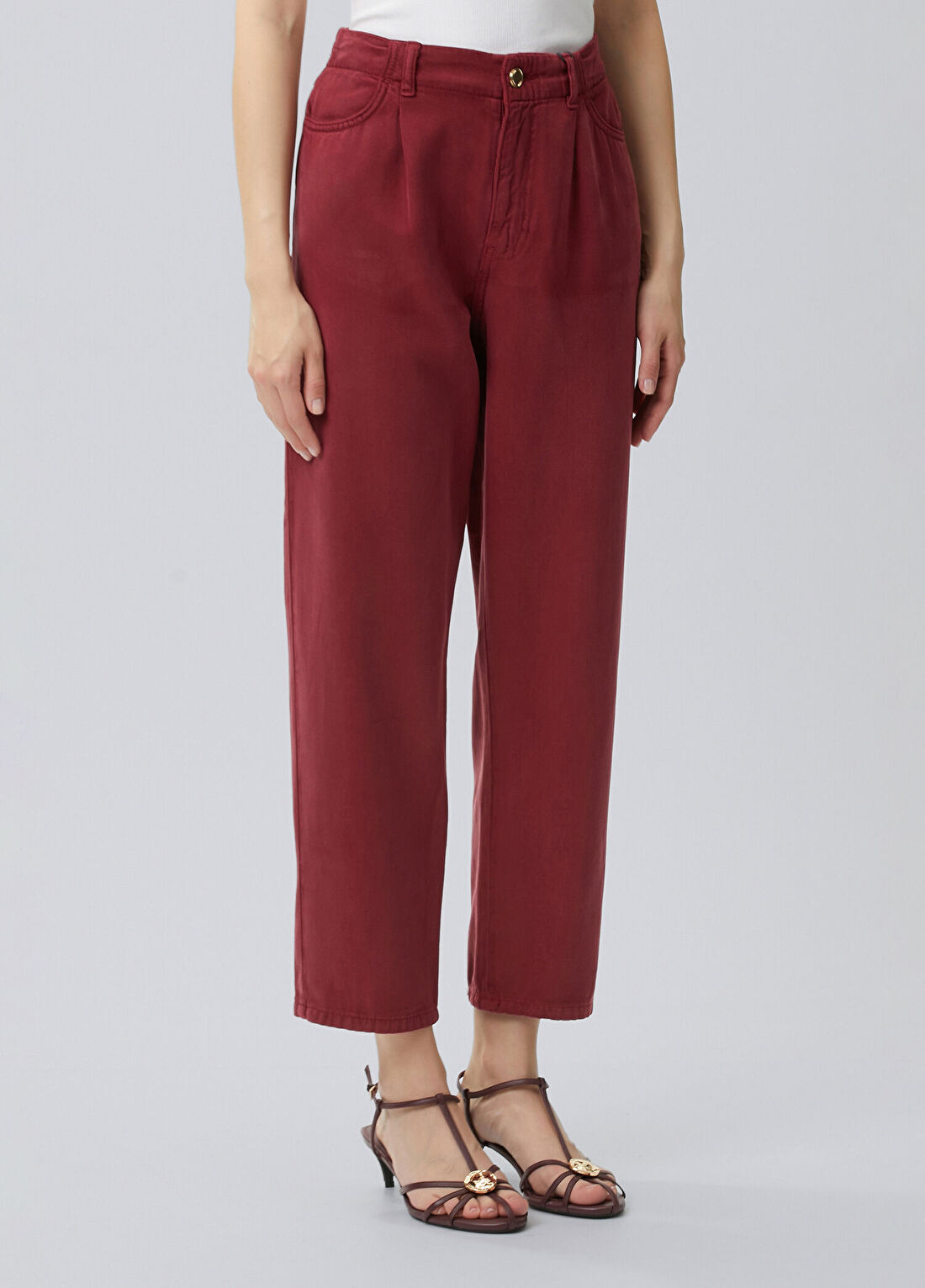 Network Vişne Tencel Karışımlı Casual Pantolon görsel 3