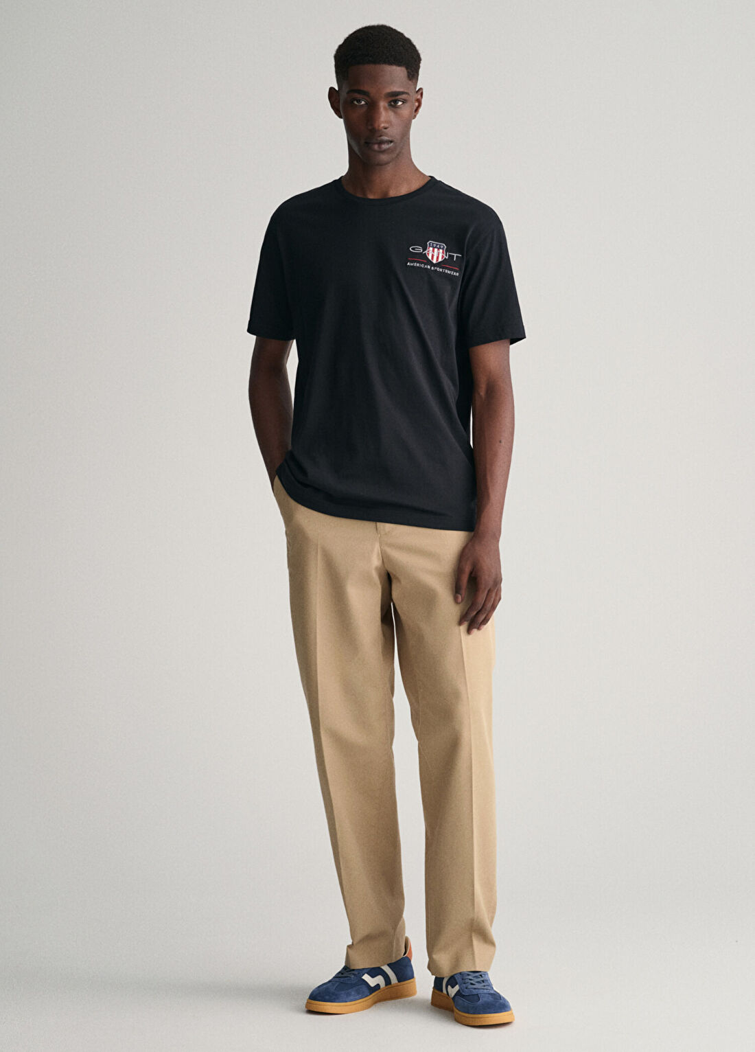 Gant Siyah Logolu Bisiklet Yaka Regular Fit Kısa Kollu Erkek T-shirt görsel 2