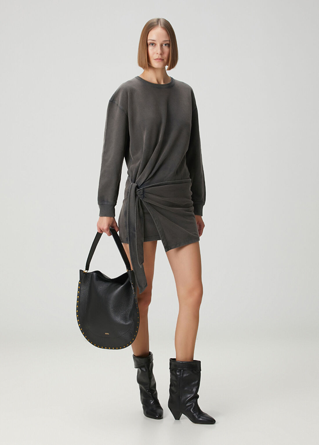 Marant Etoile Zae Koyu Gri Mini Elbise