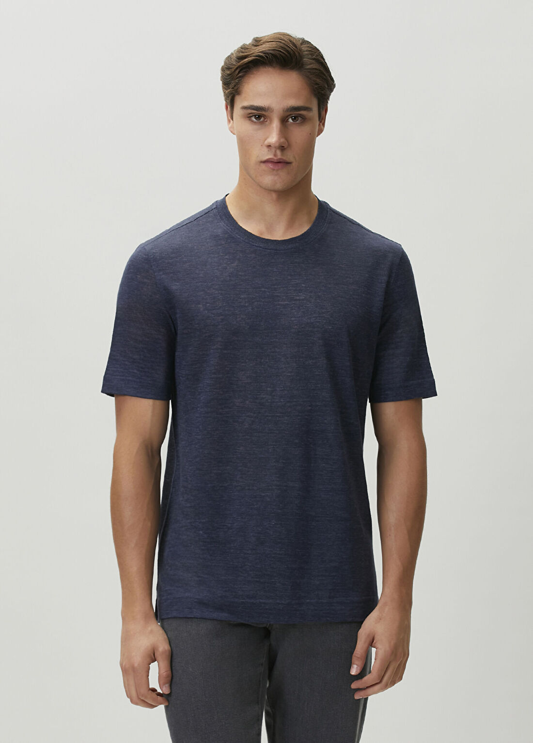 Zegna Açık Mavi Keten T-shirt
