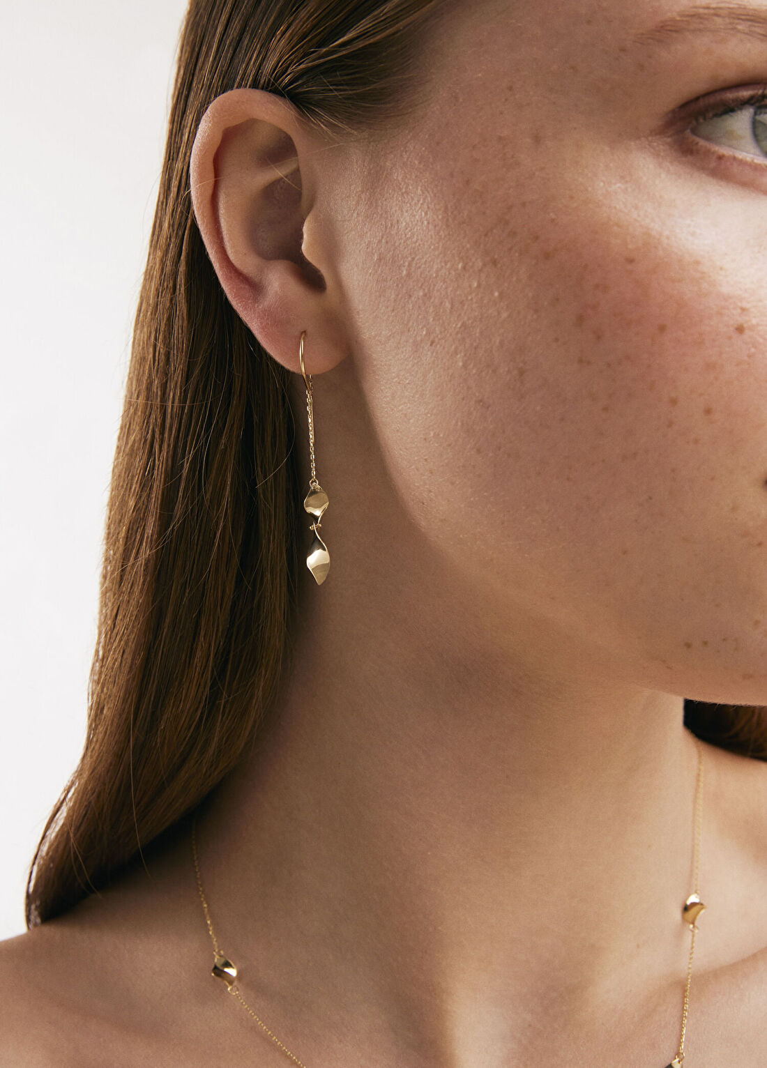 Orena Jewelry Gimlet Dangle 14 Ayar Altın Kadın Küpe görsel 2