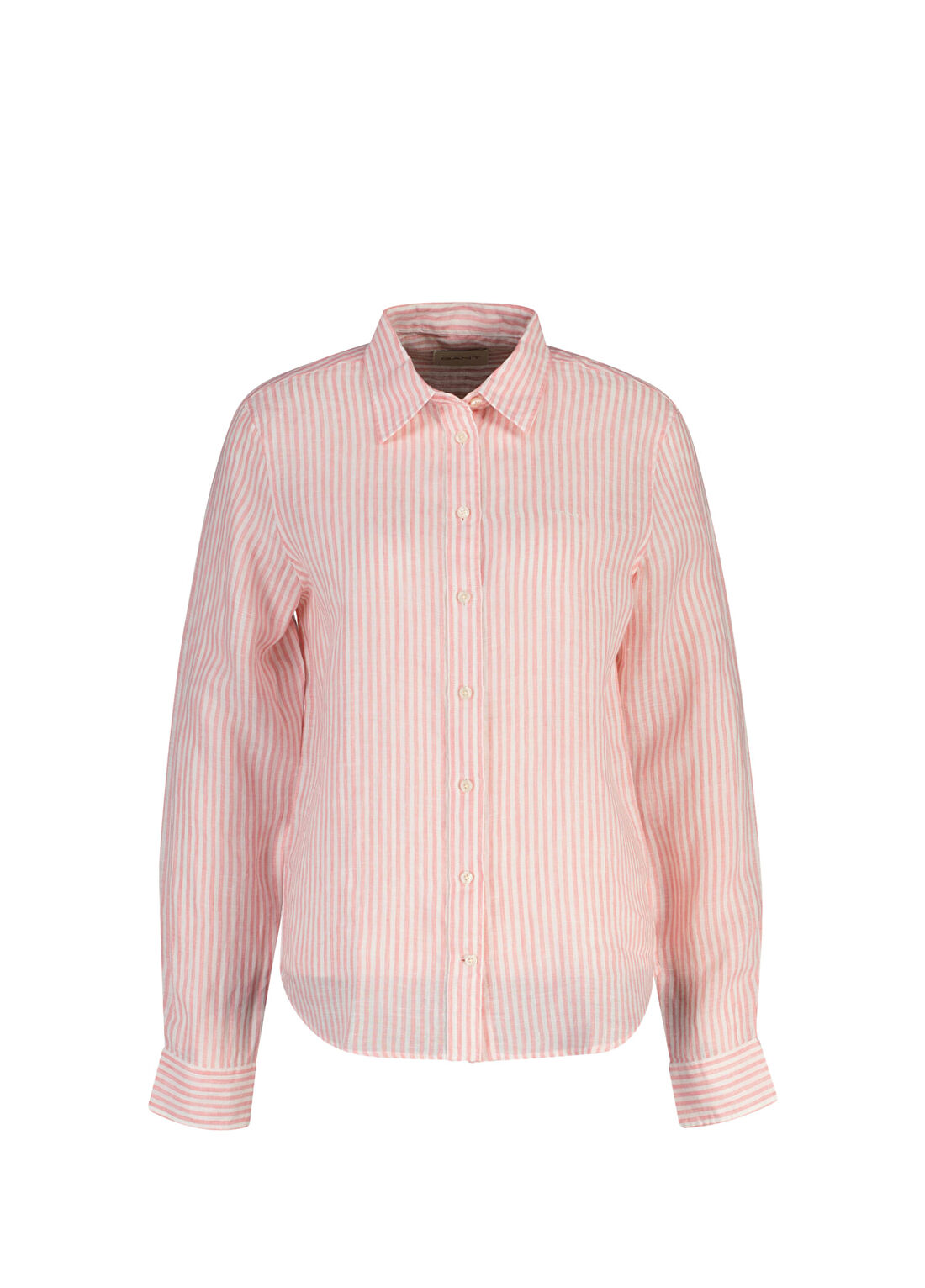 Gant Pembe Regular Fit Çizgili Uzun Kollu Kadın Gömlek