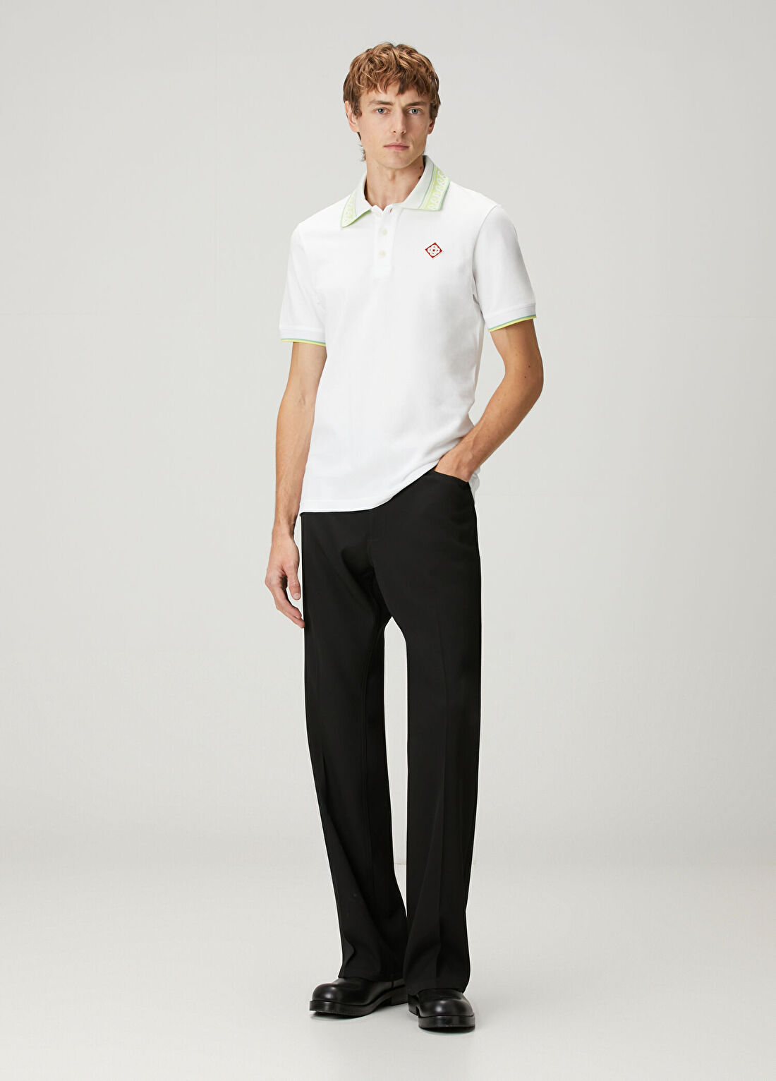 Casablanca Beyaz Polo Yaka T-shirt görsel 2