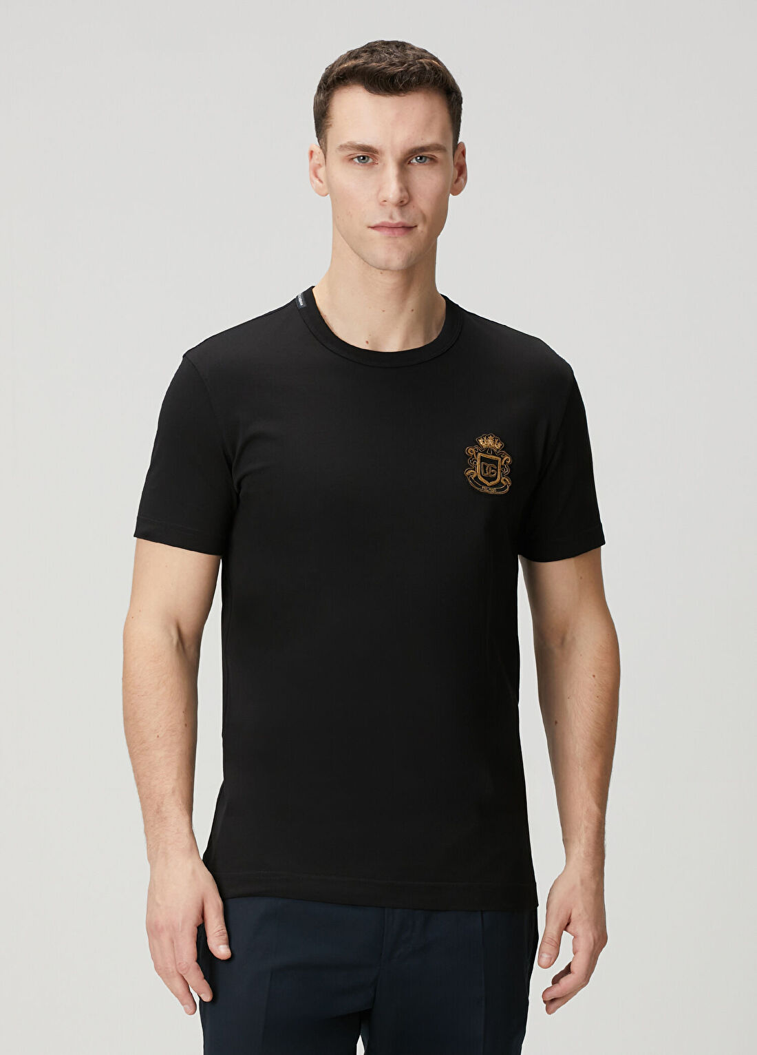 Dolce&Gabbana Siyah Logo Patchli T-shirt görsel 3