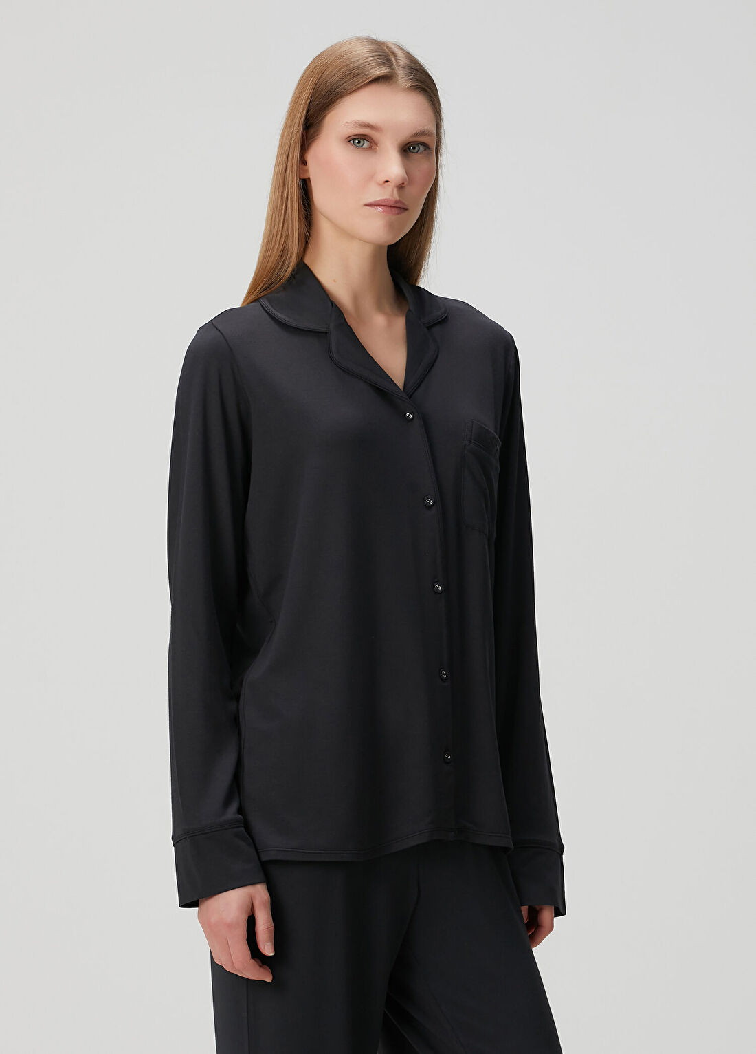 Skims Long Sleep Siyah Pijama Takımı görsel 2