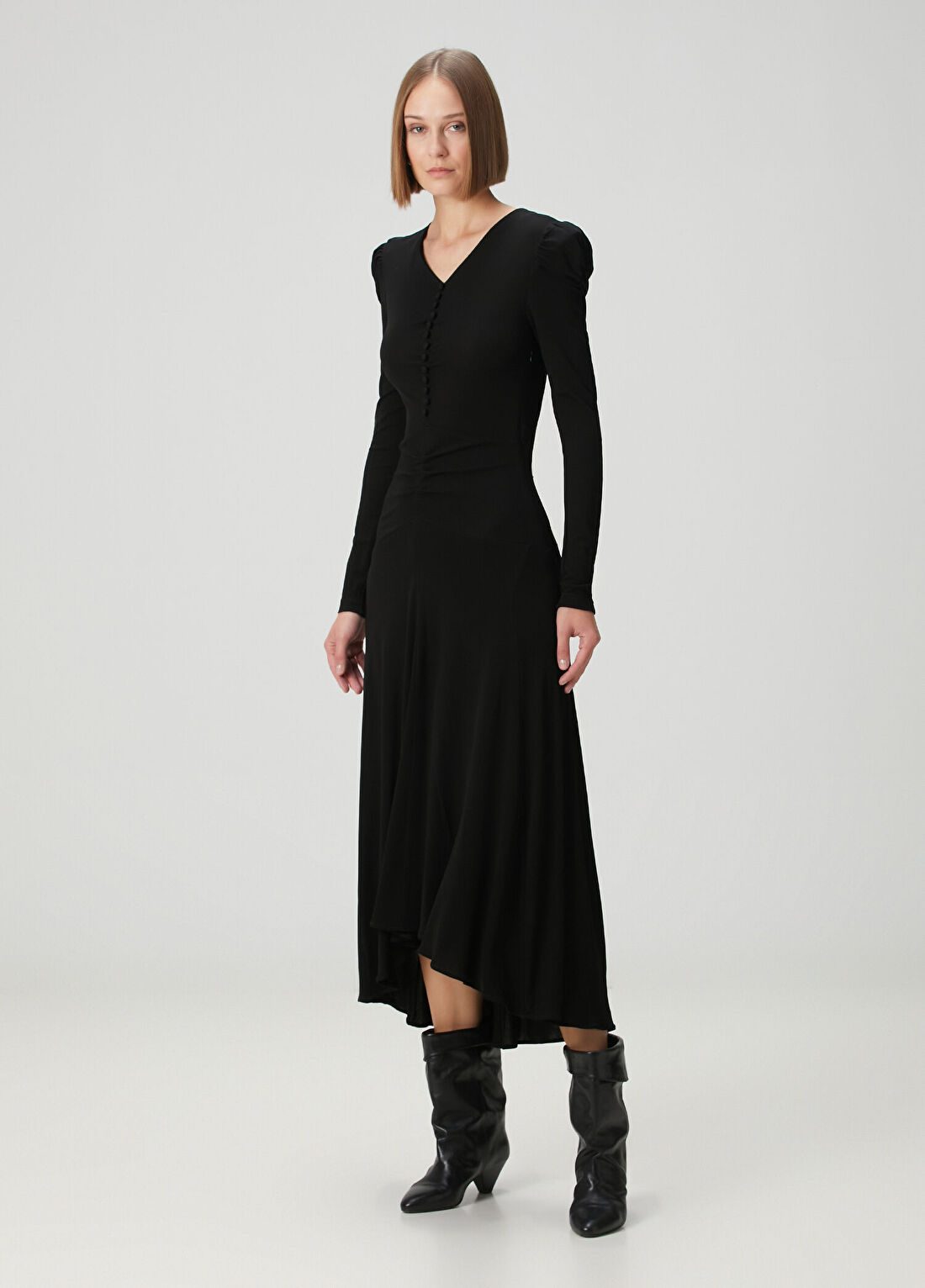 Isabel Marant Nejma Siyah Midi Elbise görsel 2