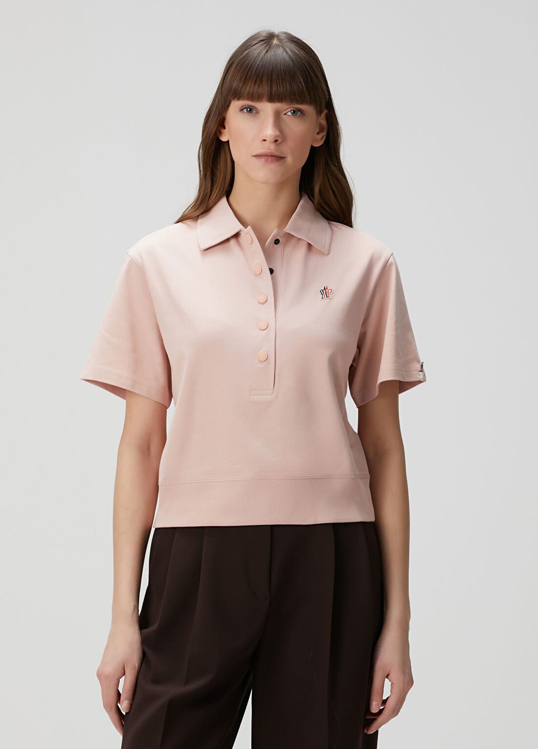 Moncler Grenoble Gren Dynamics Açık Pembe Polo Yaka T-shirt