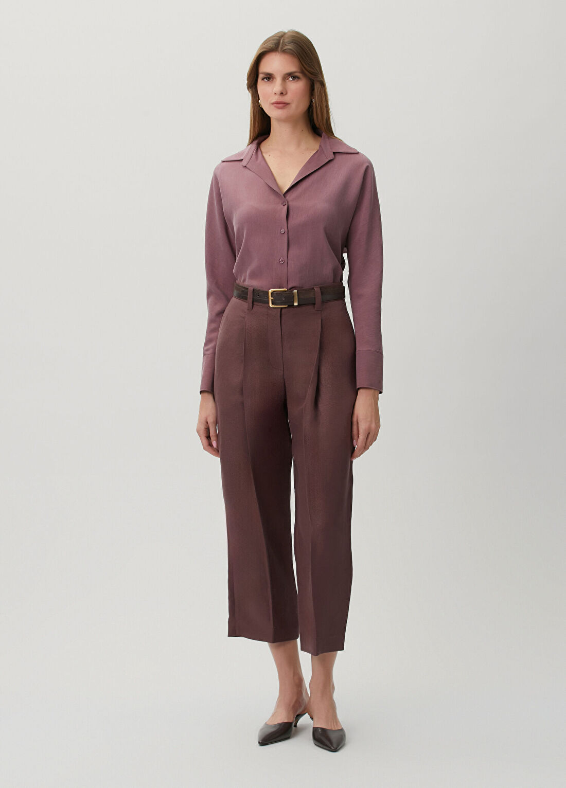 Brunello Cucinelli Mürdüm Pileli Keten Pantolon