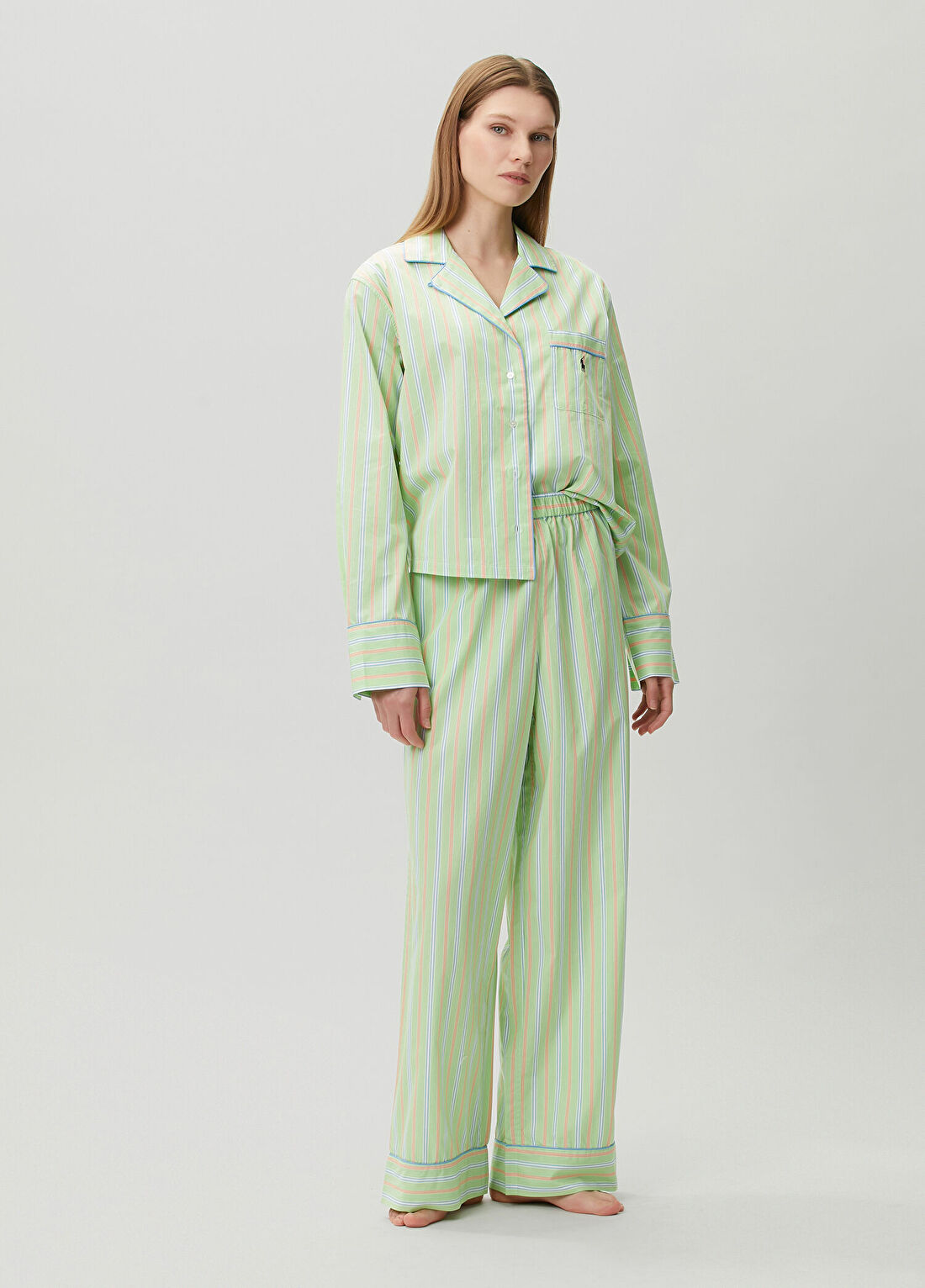 Polo Ralph Lauren-Lingerie Turuncu Yeşil 2li Pijama Seti görsel 3