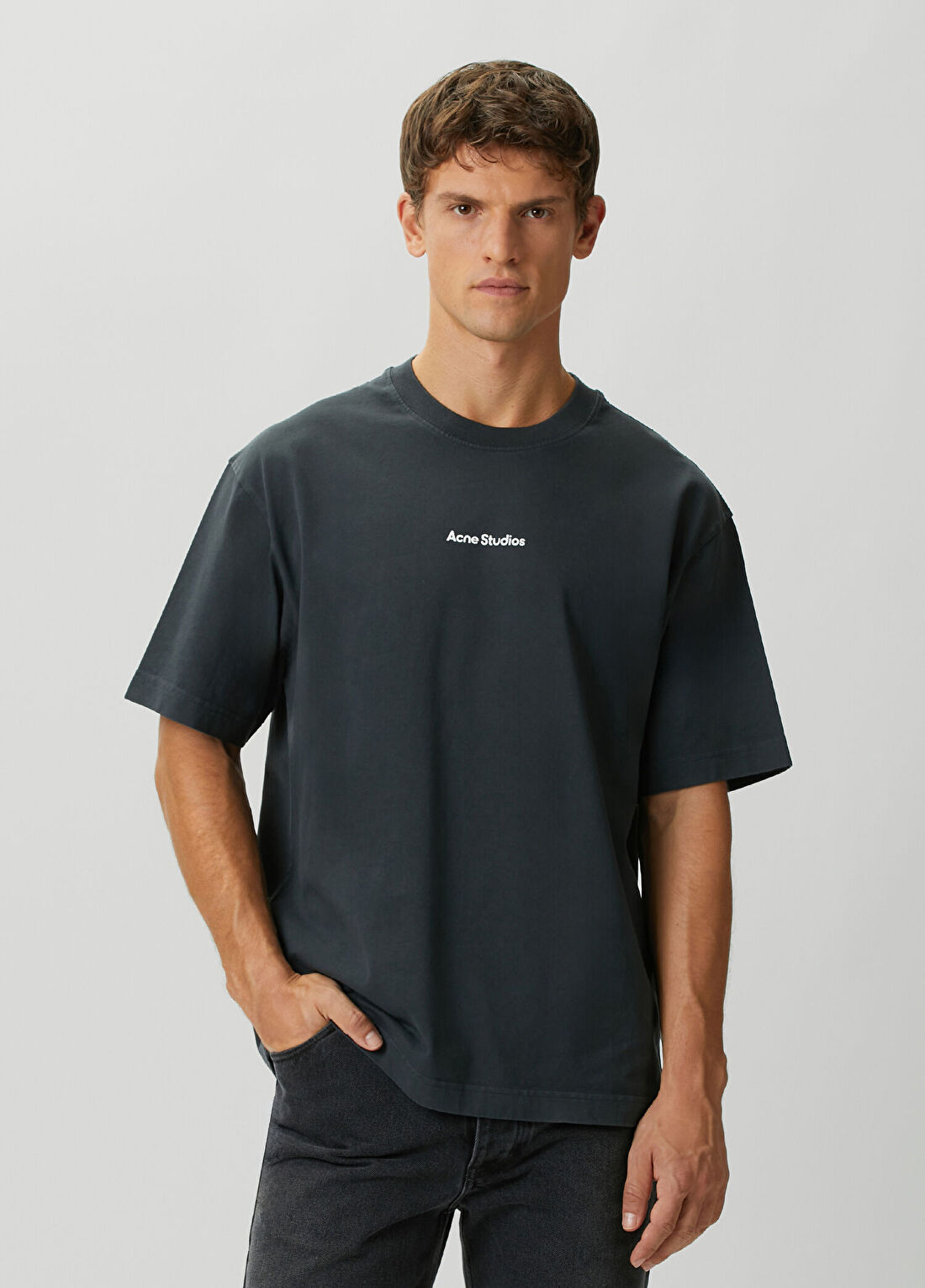 Acne Studios Siyah Logo Baskılı T-shirt