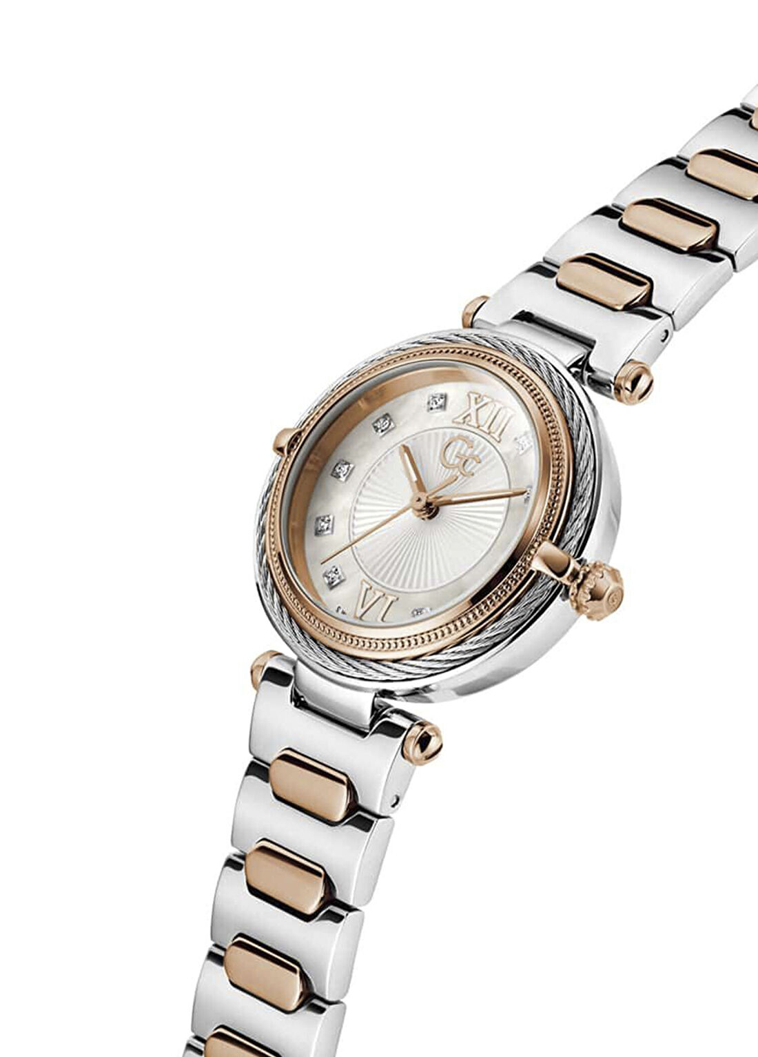 GCZ57001L1 Vogue Cable Mini Metalik Gri Rose Gold Çelik Kadın Kol Saati görsel 4