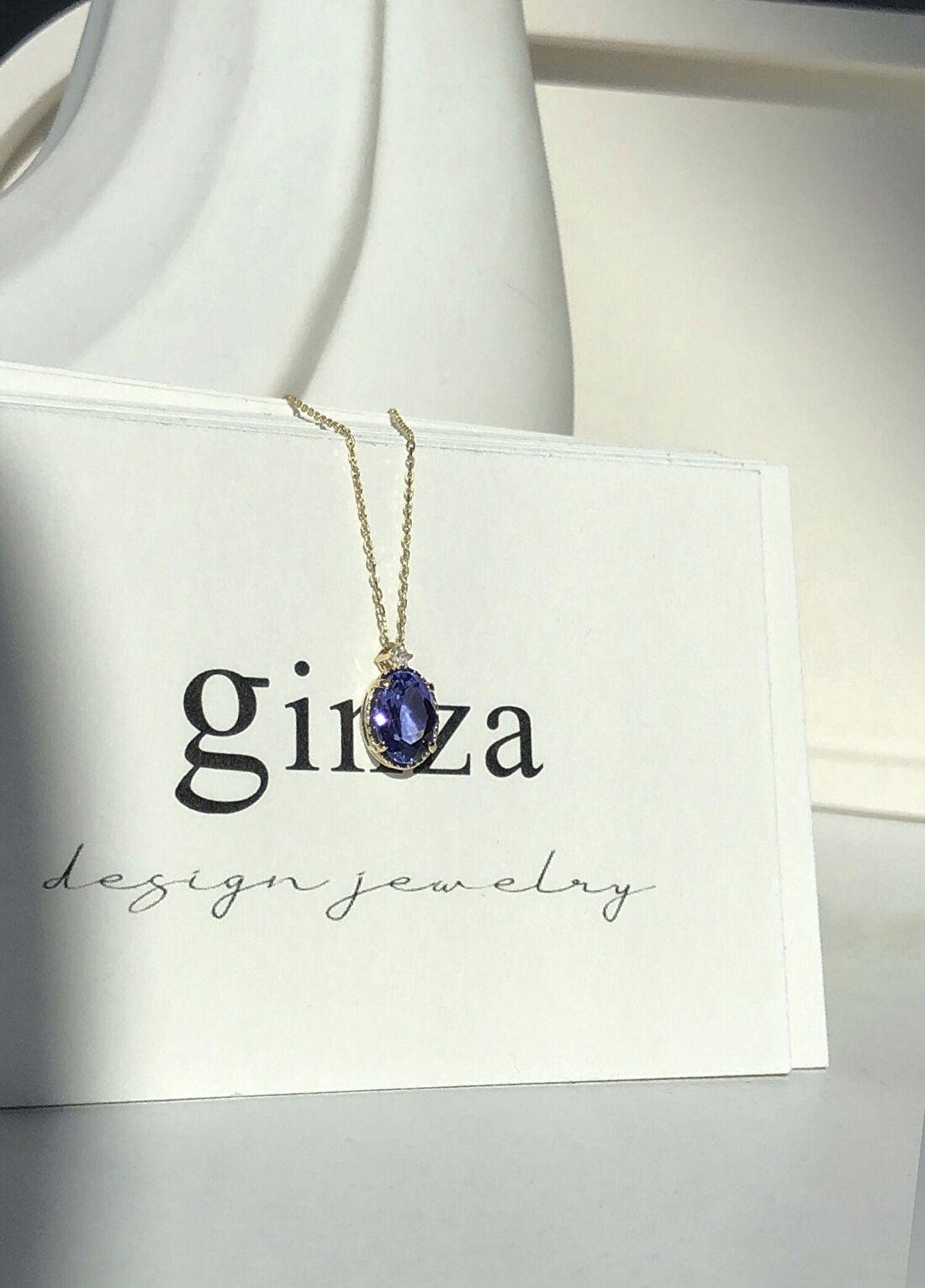 Ginza Design Jewelry Biggee Tanzanite Pırlanta Taşlı 14 Ayar Altın Kadın Kolye görsel 4