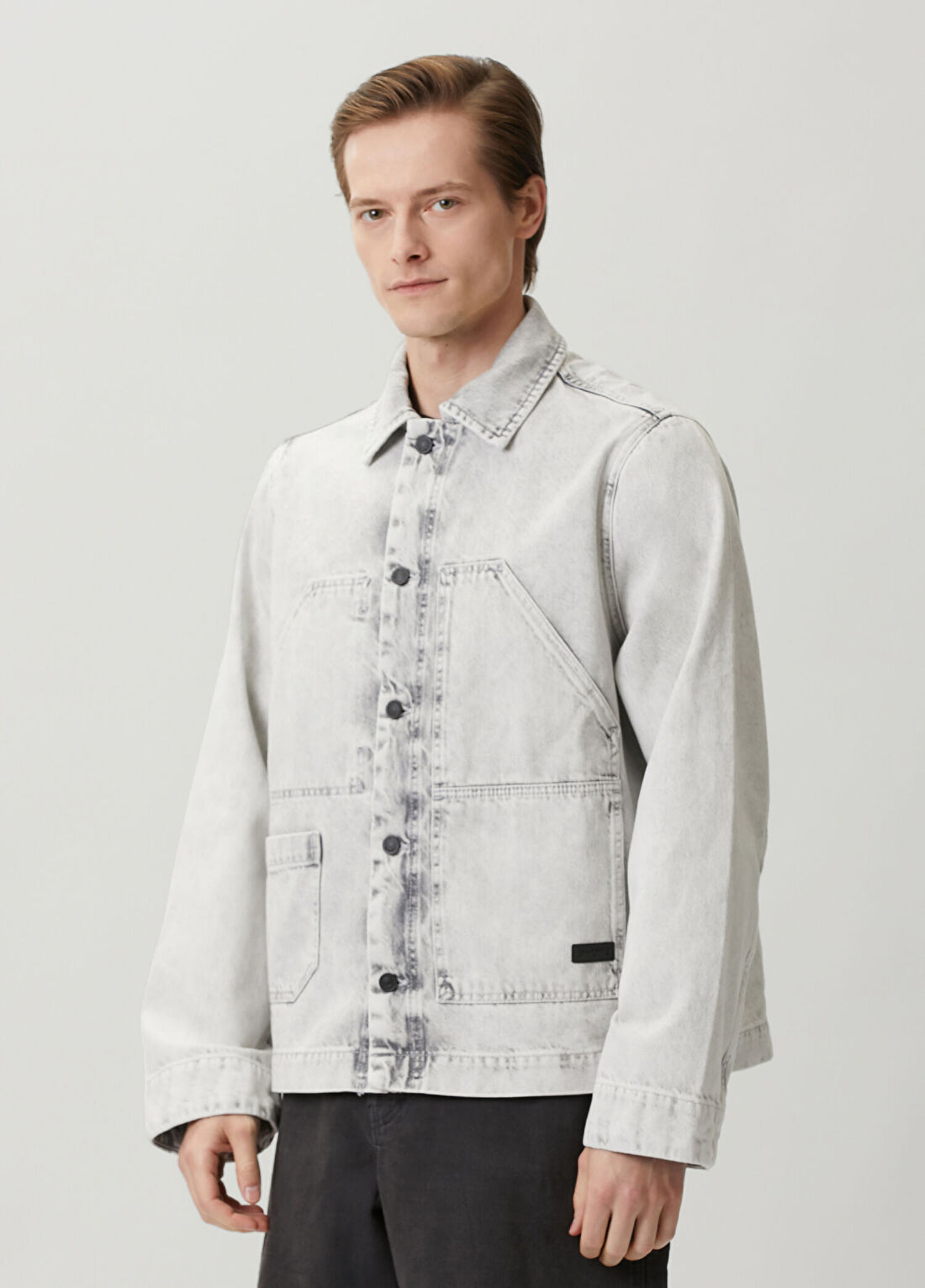 AllSaints Mukesh Gri Denim Gömlek görsel 3