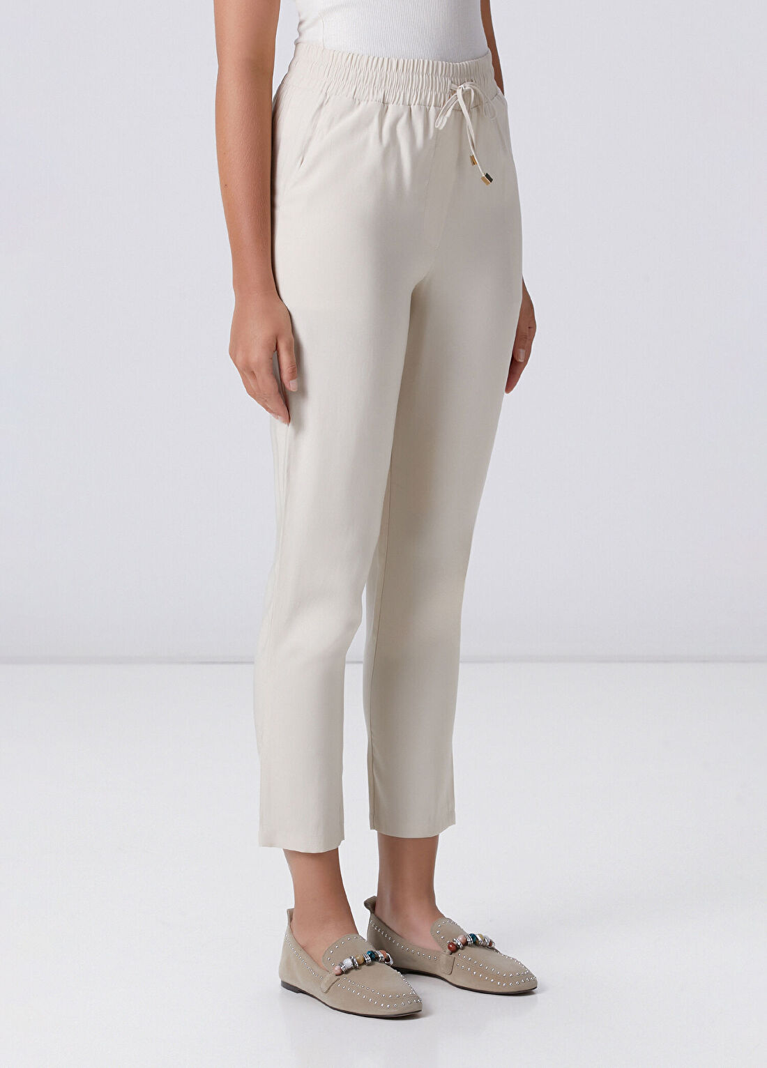 Network Bej Diyagonal Basic Jogger Pantolon görsel 3