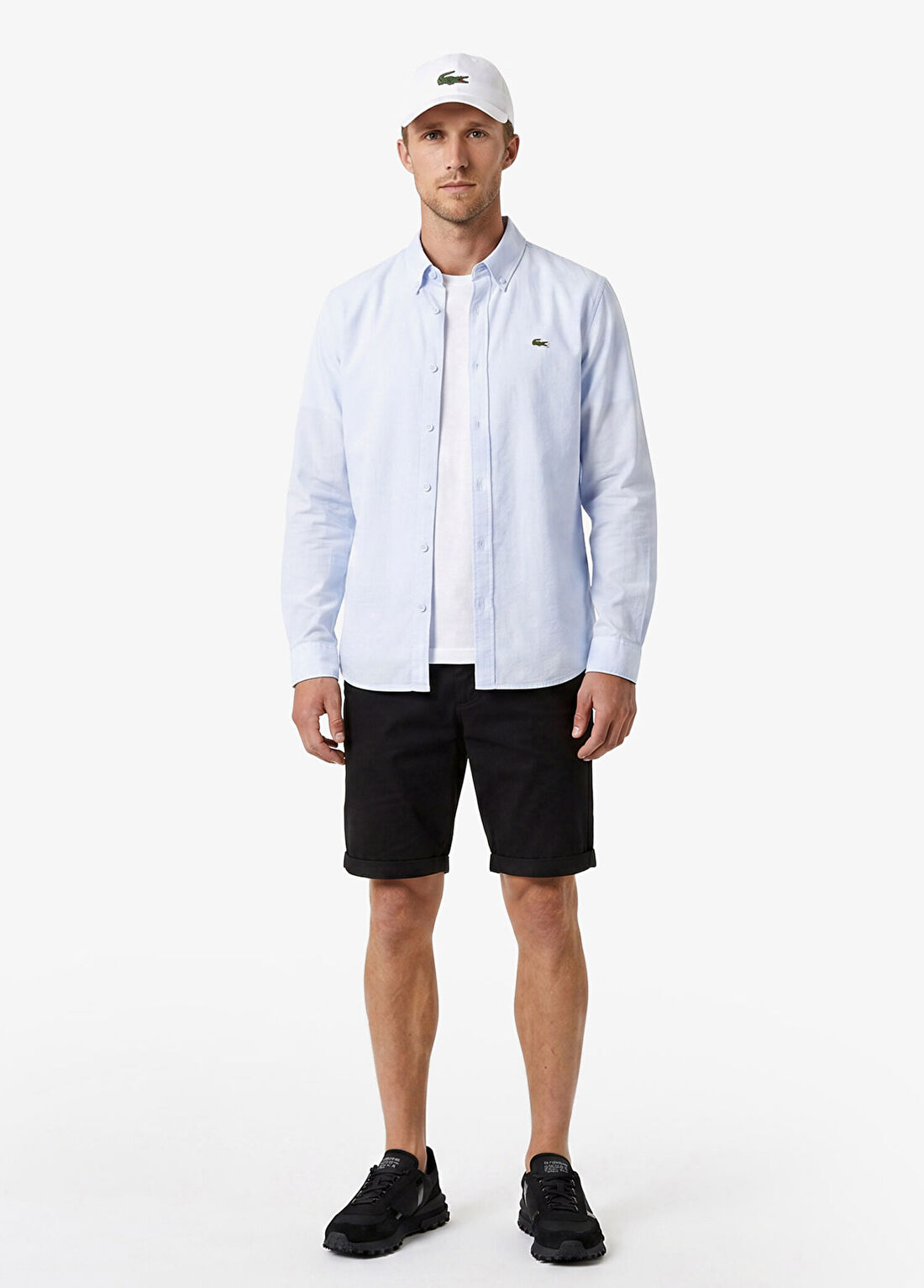 Lacoste Açık Mavi Düğmeli Yaka Regular Fit Uzun Kollu Erkek Gömlek görsel 4