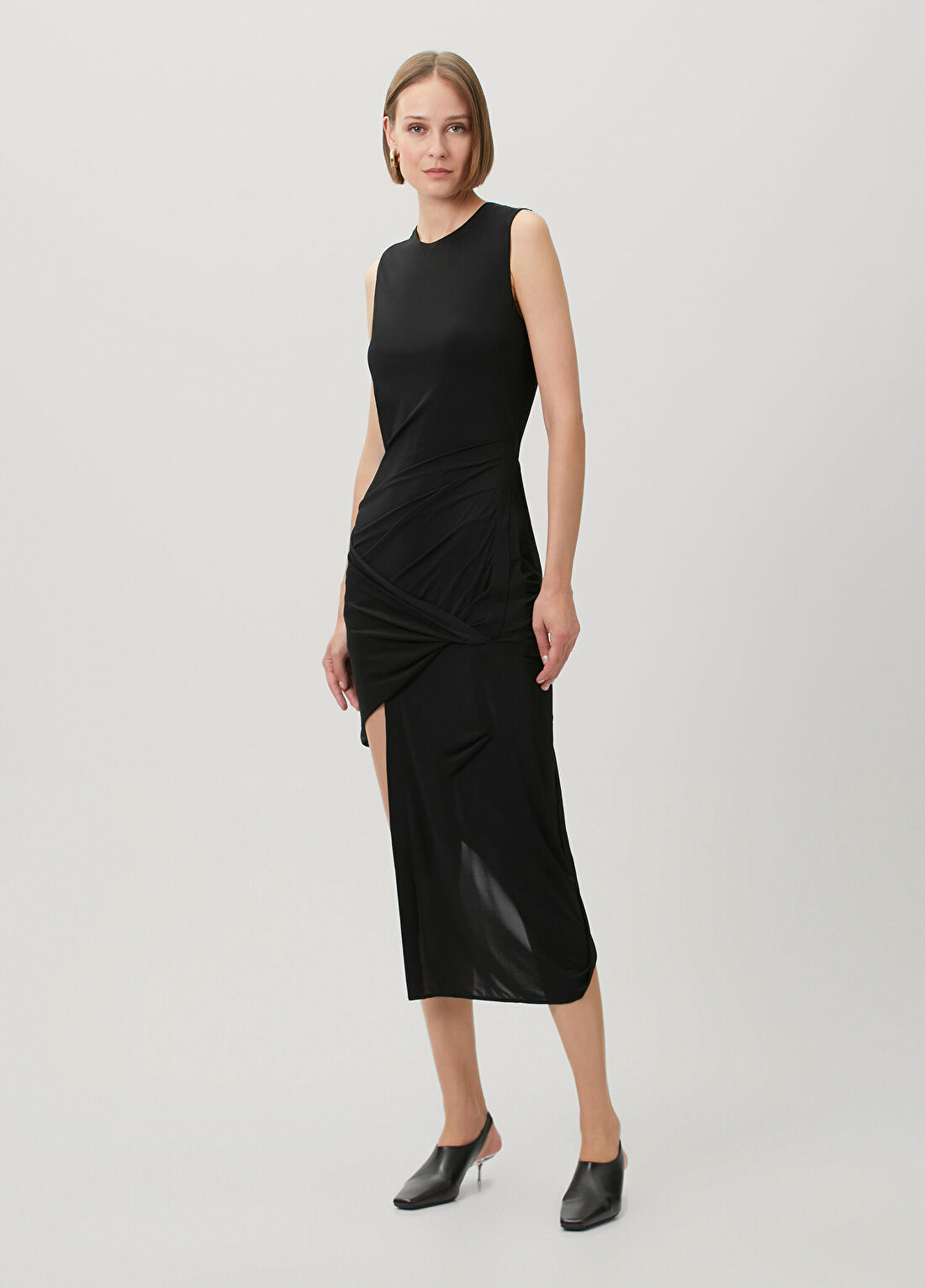 Helmut Lang Siyah Asimetrik Elbise görsel 3