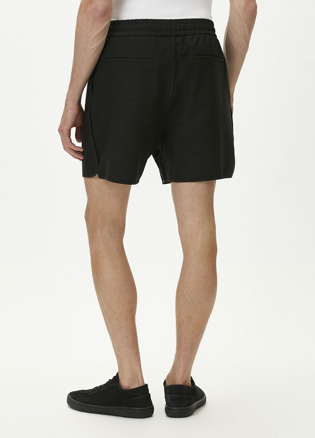 Emporio Armani Siyah Logo Desenli Bermuda görsel 3