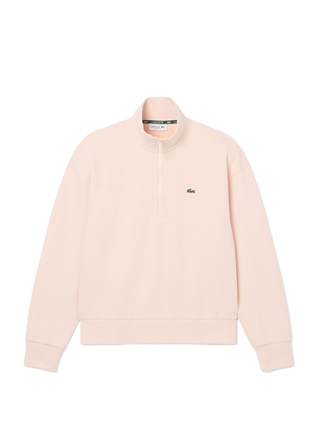 Lacoste Açık Pembe Relaxed Fit Yarım Fermuarlı Uzun Kollu Kadın Sweatshirt görsel 4