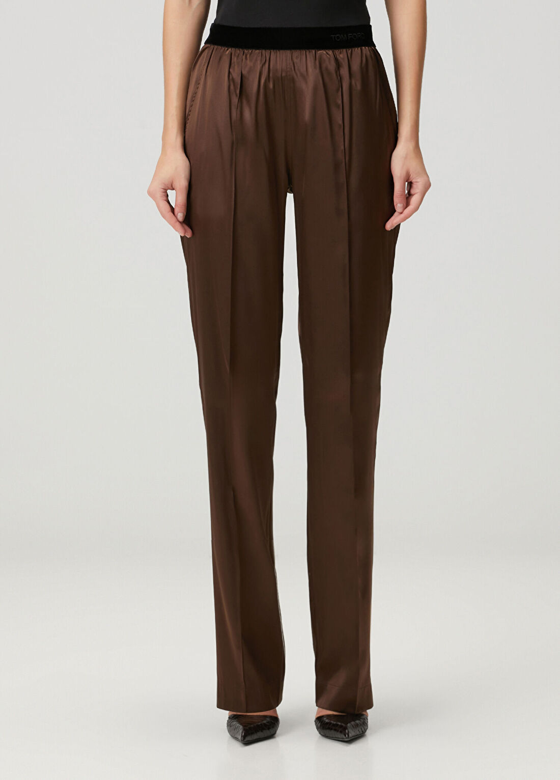 Tom Ford Kahverengi İpek Saten Pijama Pantolon görsel 2