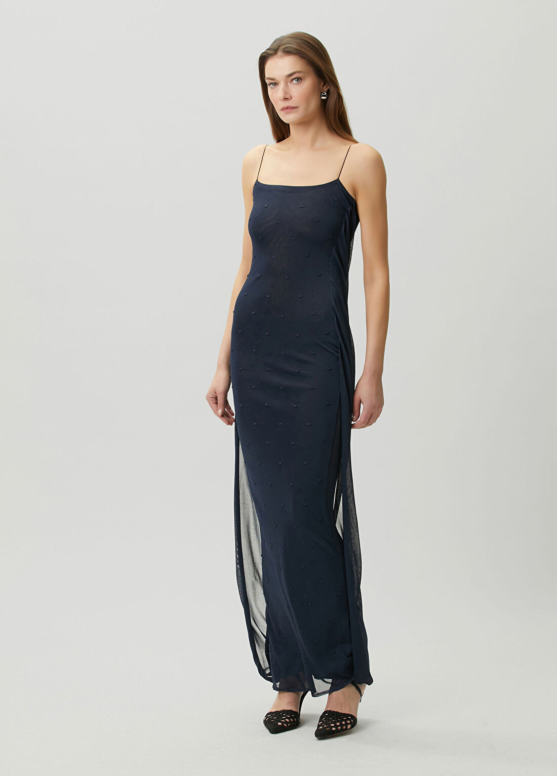 Jacquemus Lacivert Drapeli Maksi Elbise görsel 2