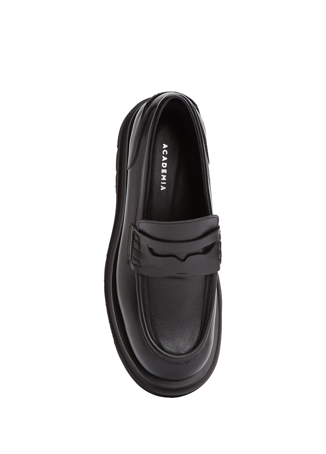 Academia Siyah Kadın Deri Chunky Taban Loafer görsel 4