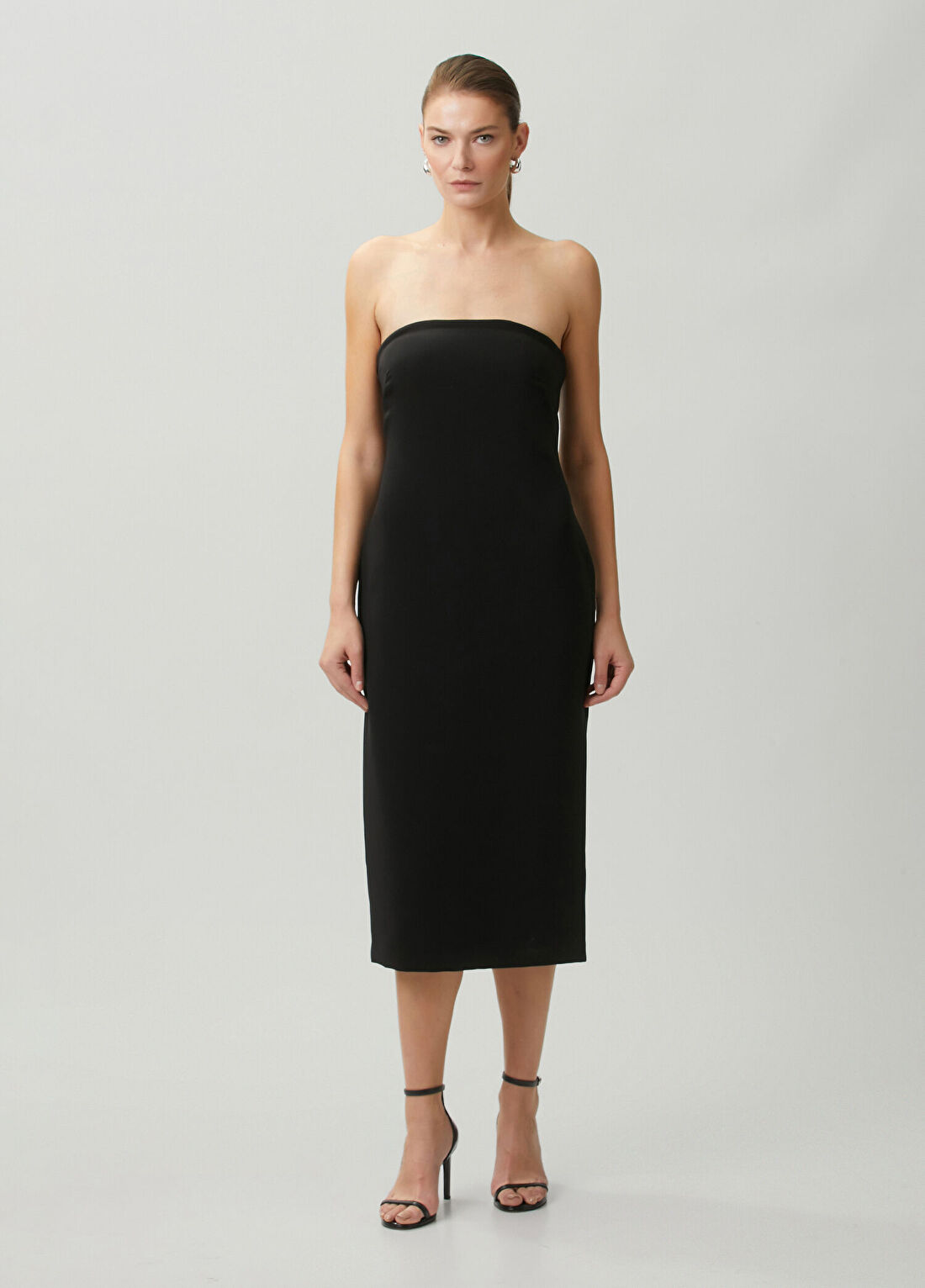 Lauren Ralph Lauren Siyah Straplez Midi Elbise
