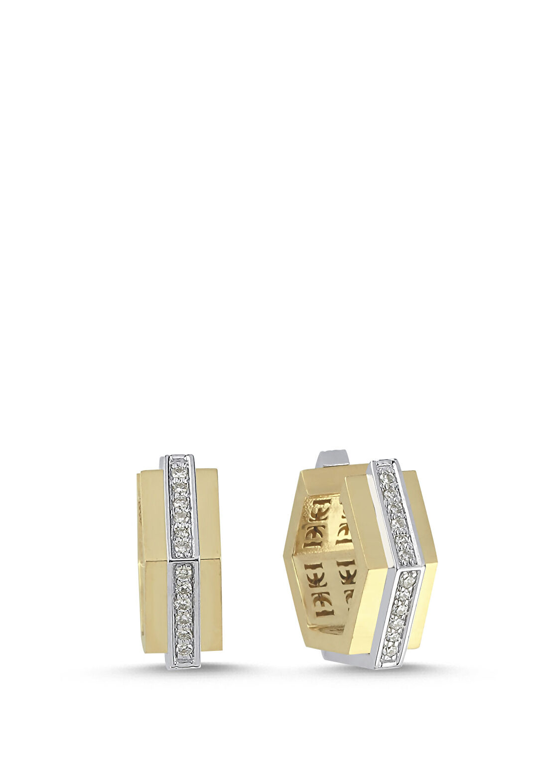Dime Tribe Altıgen Pırlanta Kadın Altın Earcuff