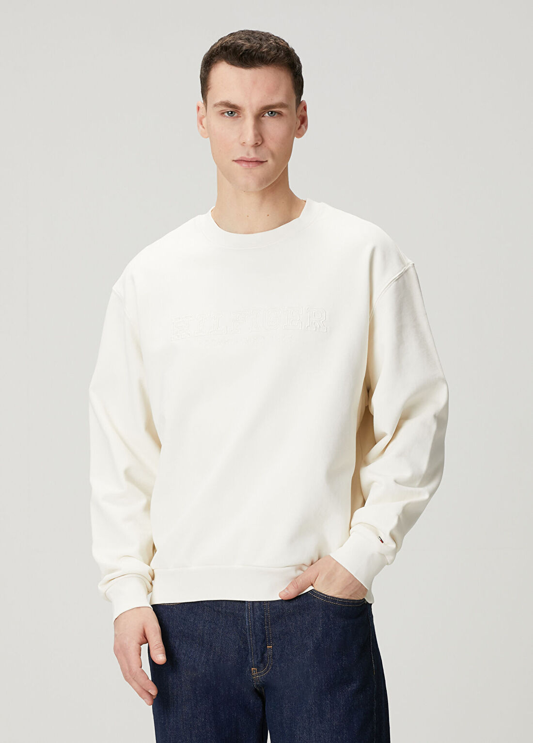 Tommy Hilfiger Sarı Logo Nakışlı Sweatshirt