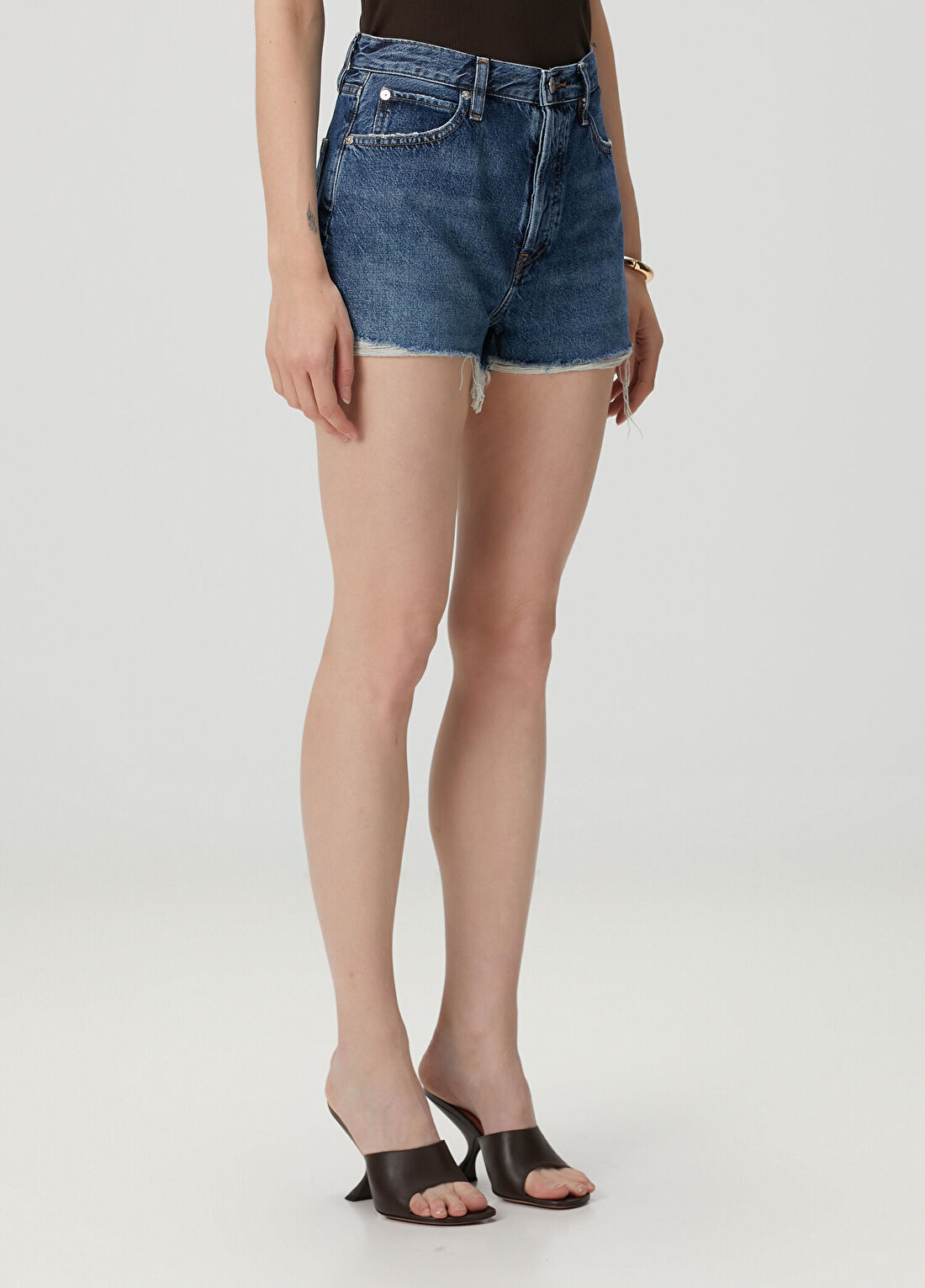 Frame Denim Mavi Mini Denim Şort görsel 3