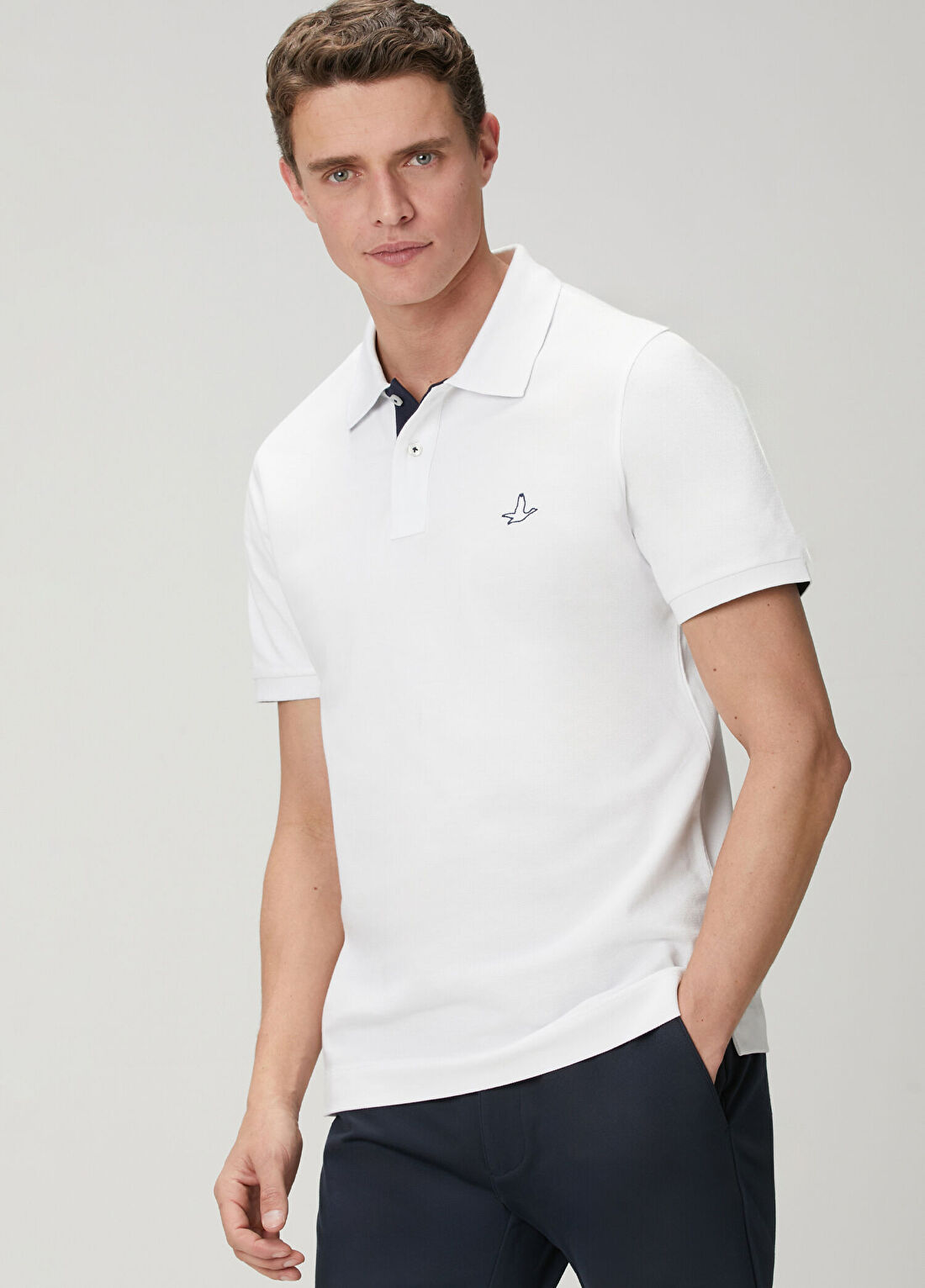 Beymen Club Comfort Fit Beyaz Yaka Altı Baskılı Polo T-shirt görsel 2