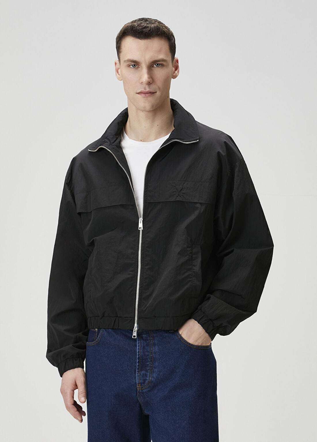 Ami Paris Siyah Kapüşonlu Yağmurluk