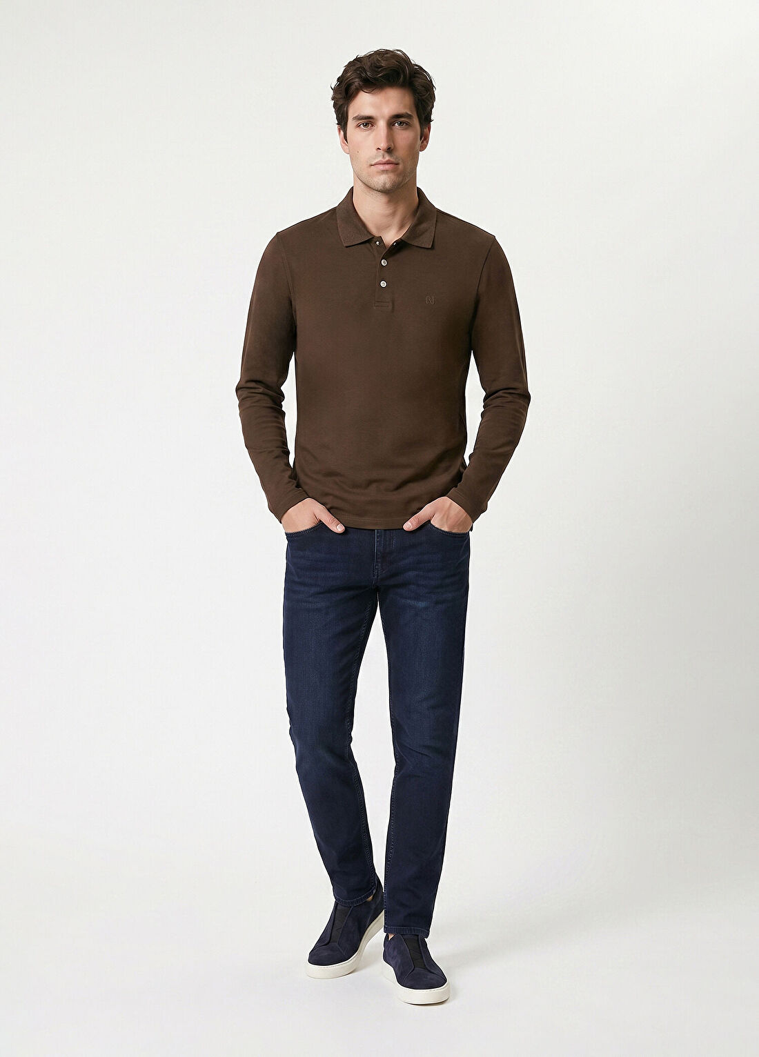 Network Haki NW Logolu Çıtçıtlı Polo Yaka Sweatshirt görsel 2