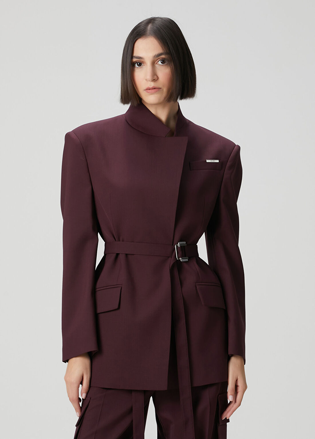 The Attico Bordo Beli Kemerli Ceket