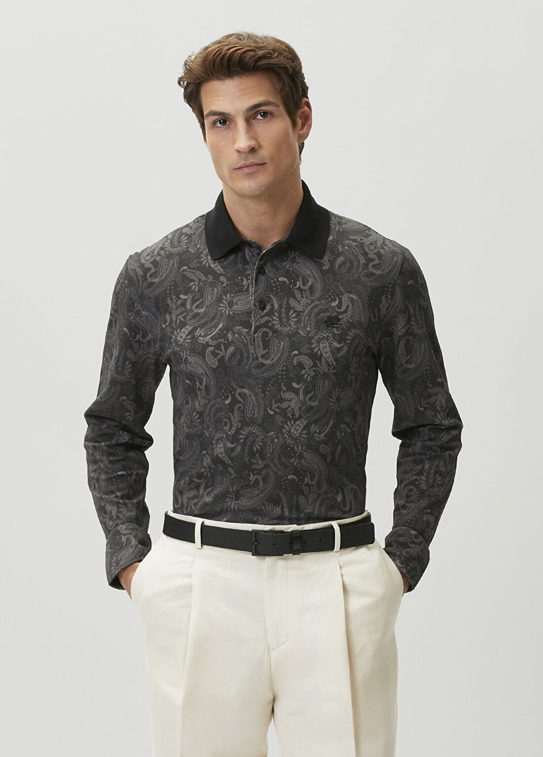 Etro Siyah Polo Yaka Etnik Desenli Sweatshirt