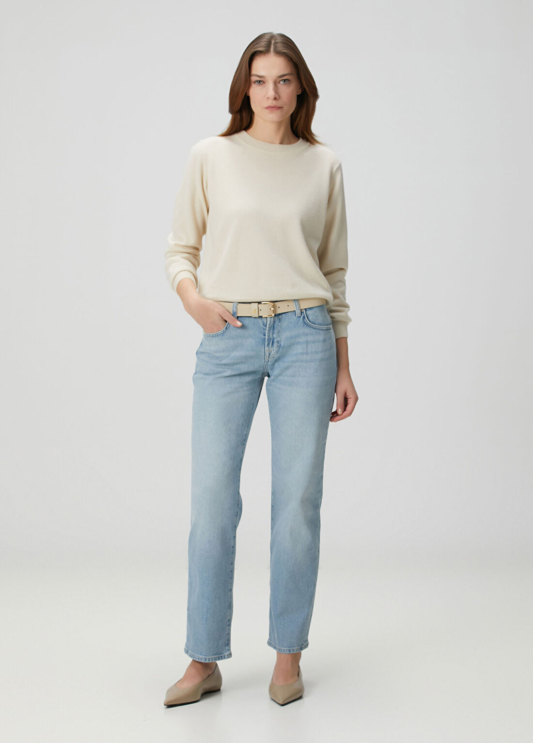 7 For All Mankind Calie Straight Leg Mavi Jean Pantolon