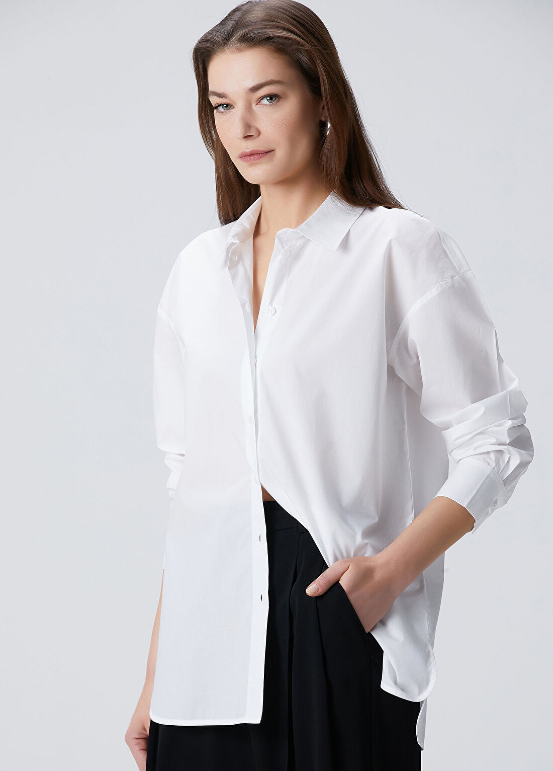 Beymen Collection Beyaz Rahat Kesim Poplin Gömlek