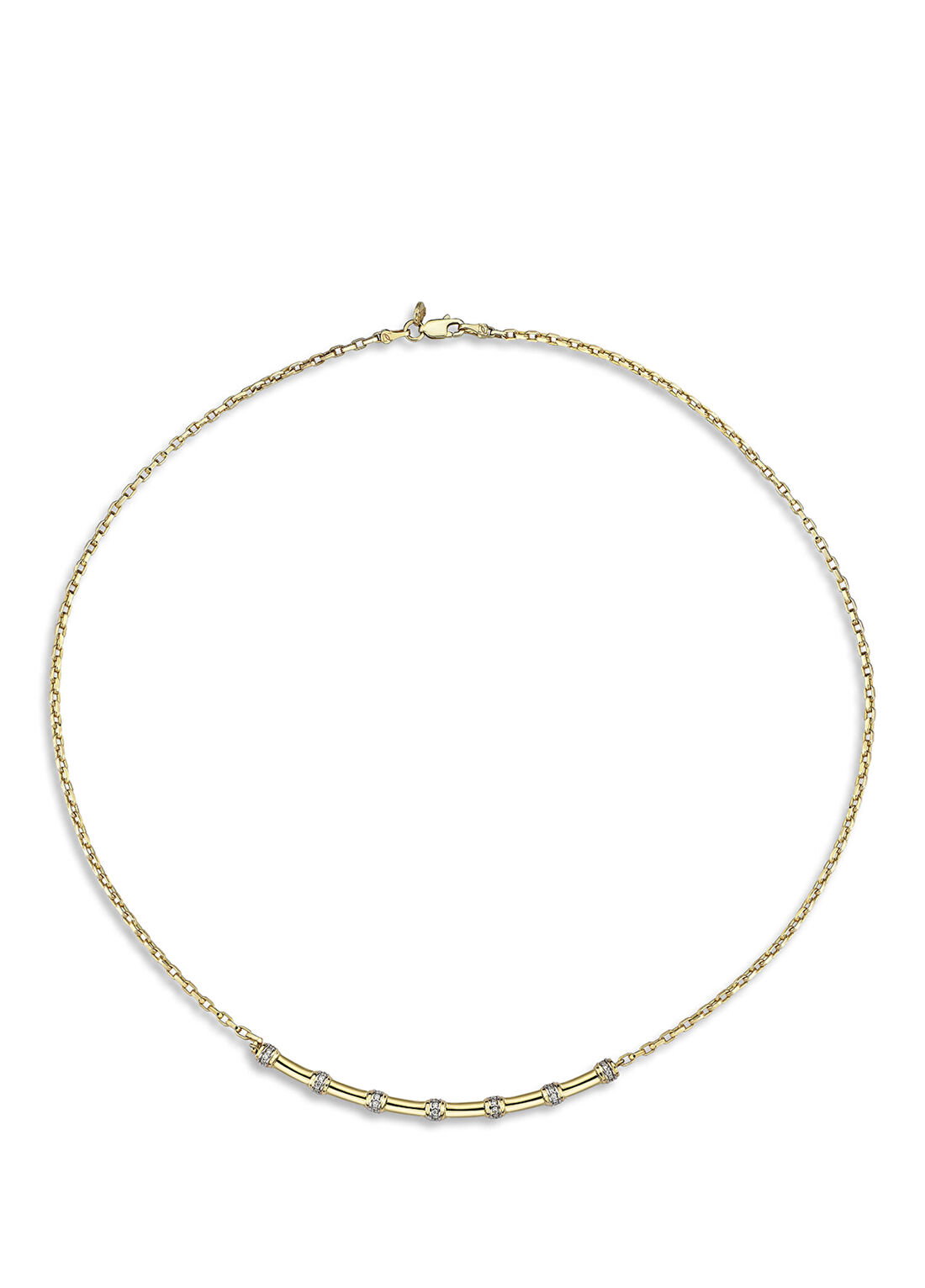 Reis Kuyumculuk Insula Line Necklace Pırlanta Taşlı 14 Ayar Altın Kadın Kolye