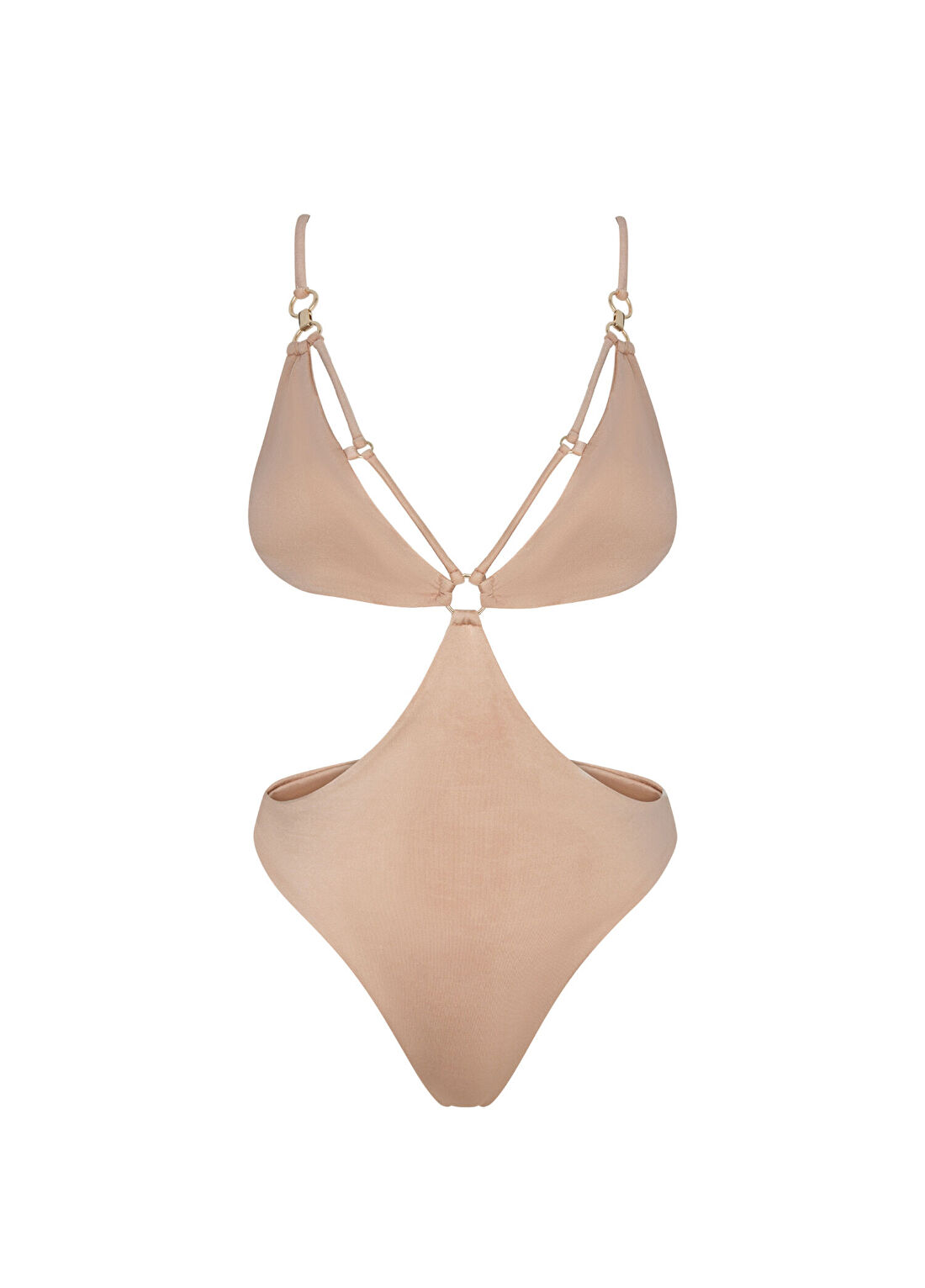 Sellie Scarlet Latte Bej Gold Halka Detaylı Kadın Mayo