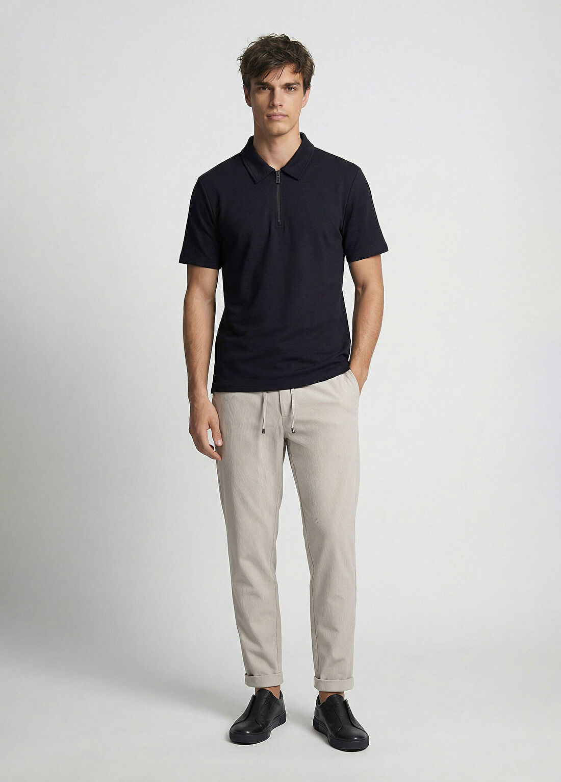 Network Lacivert Polo Yaka Fermuarlı Sweatshirt görsel 2