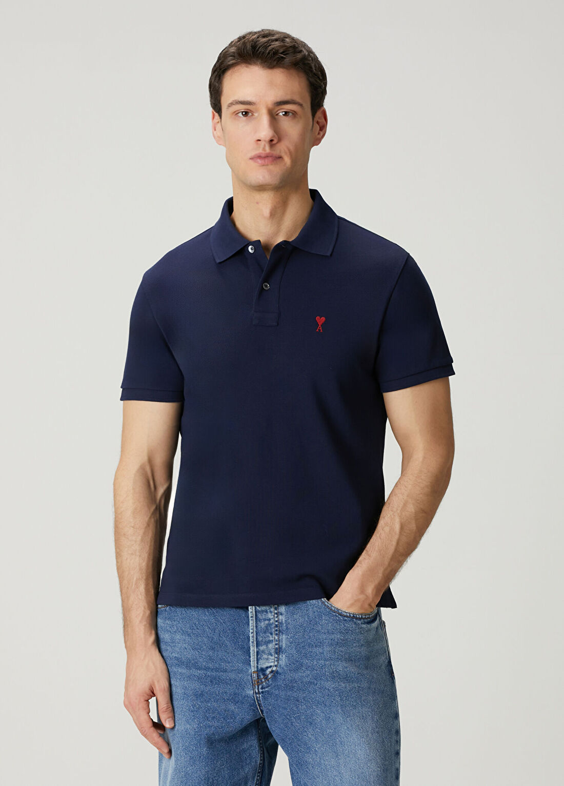 Ami Paris Classic Fit Lacivert Polo Yaka T-shirt