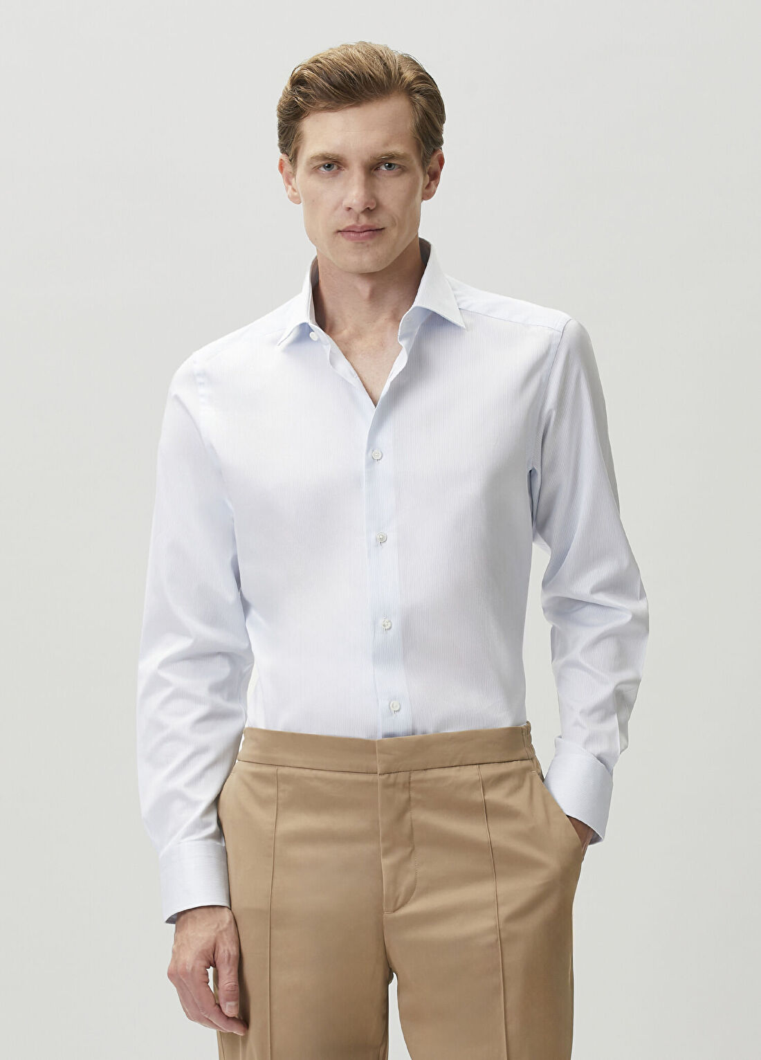 Zegna Mavi Çizgi Desenli Gömlek