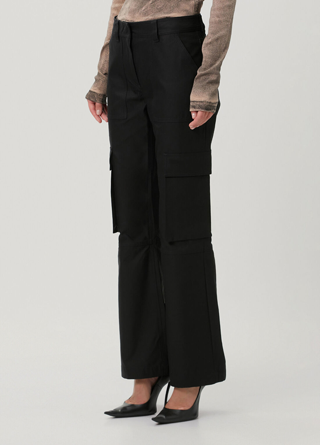 Acne Studios Siyah Saten Kargo Pantolon görsel 3