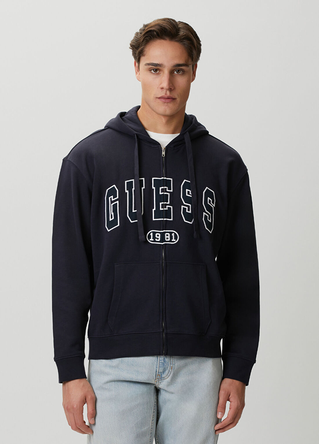 Guess Davis Mavi Kapüşonlu Sweatshirt